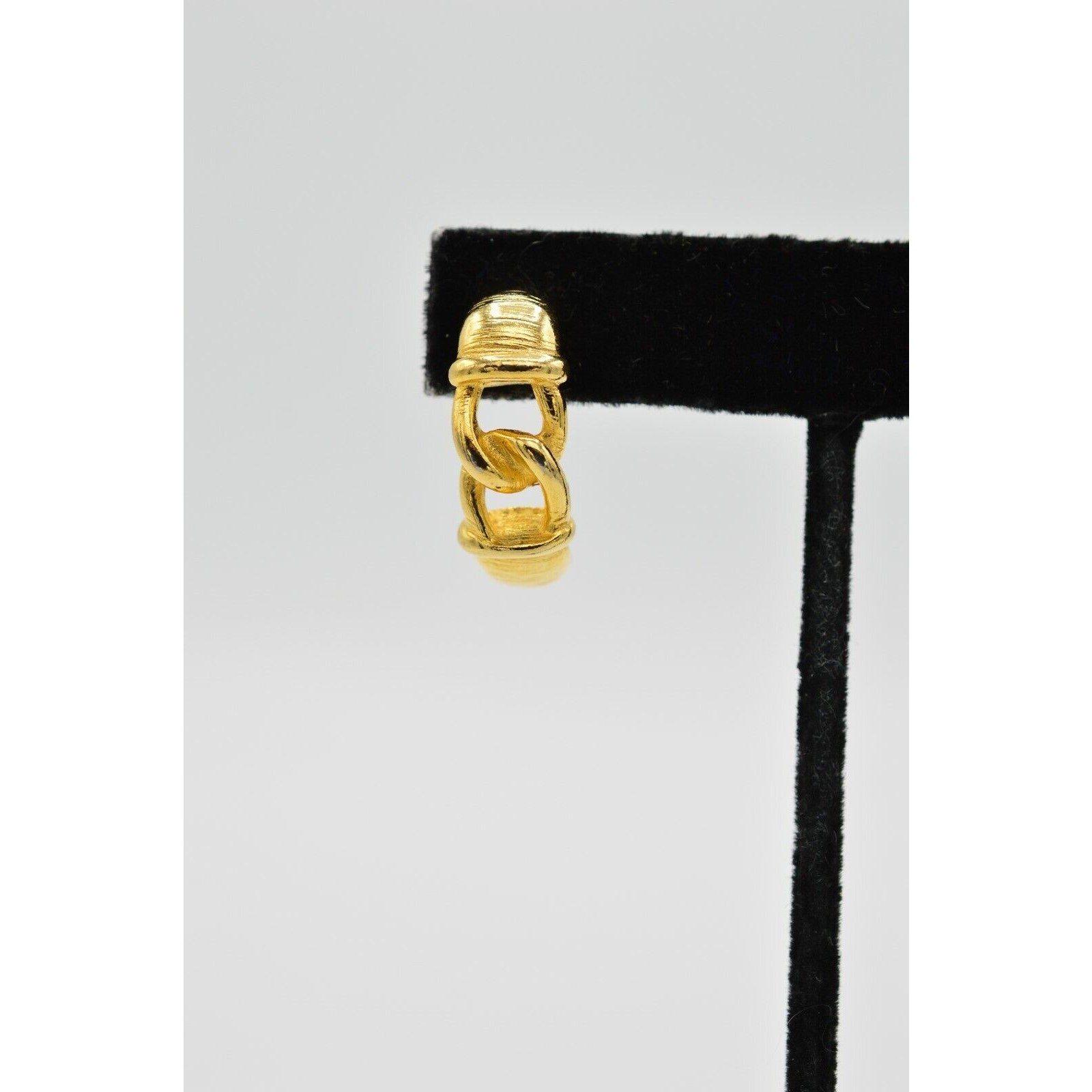 Vintage Dangle Linked Chain Earrings Gold Tone Dangle Hoop Elegant NOS 1980s 9C