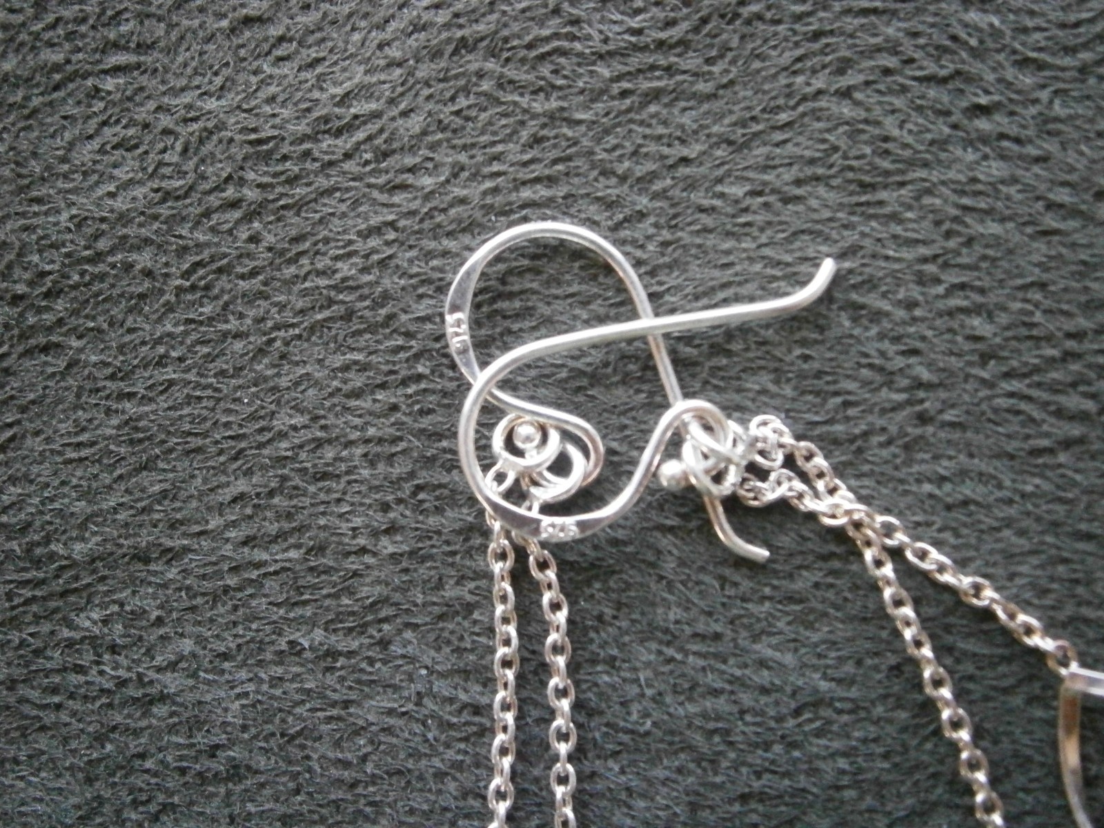 Twisted Ovals on Fine Chain Vintage Sterling Silver Dangle Hook Earrings 1.6g