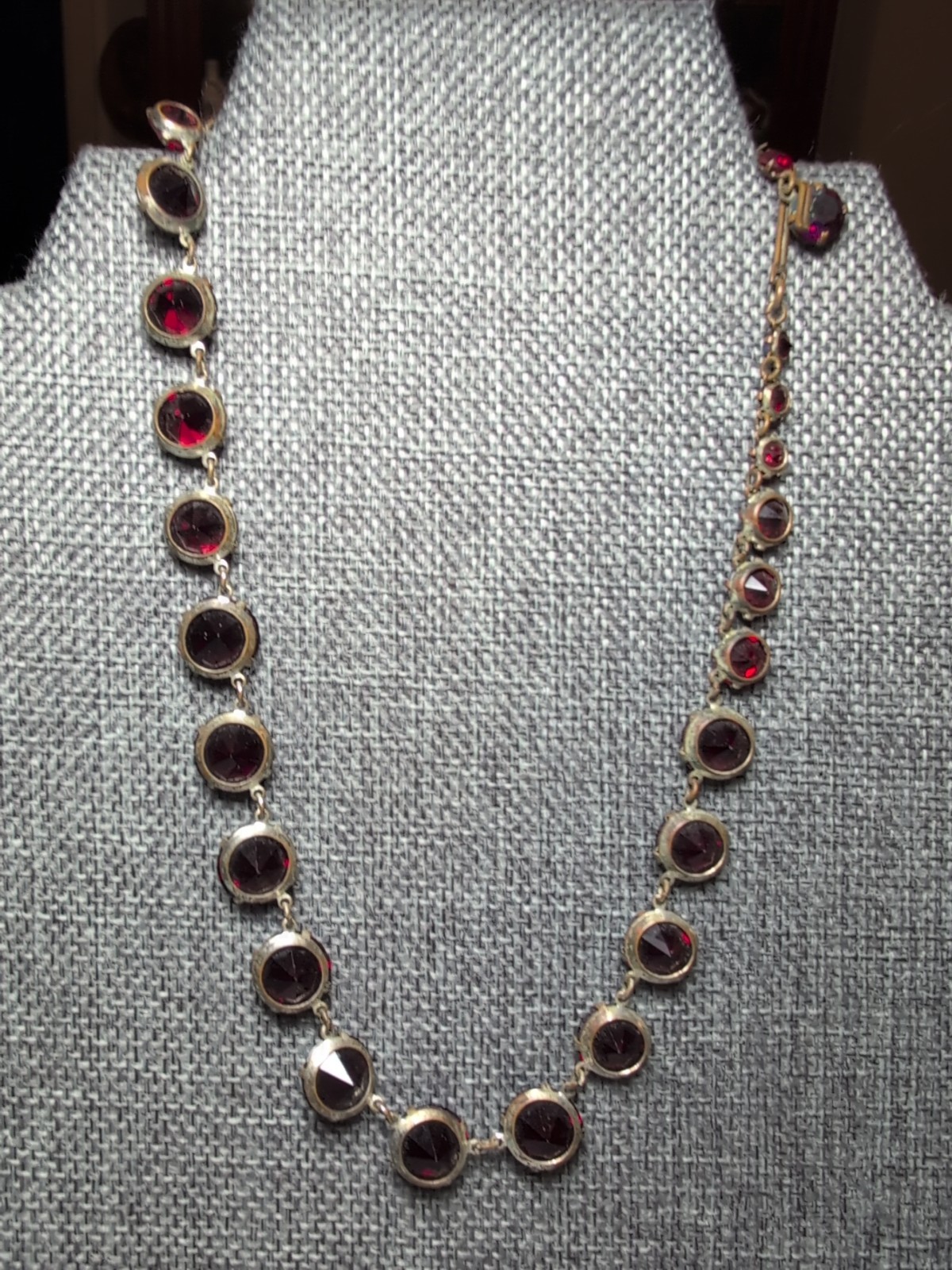 Vintage Riviere Red AB Crystal Choker With Open Back Bezel And Prong Set