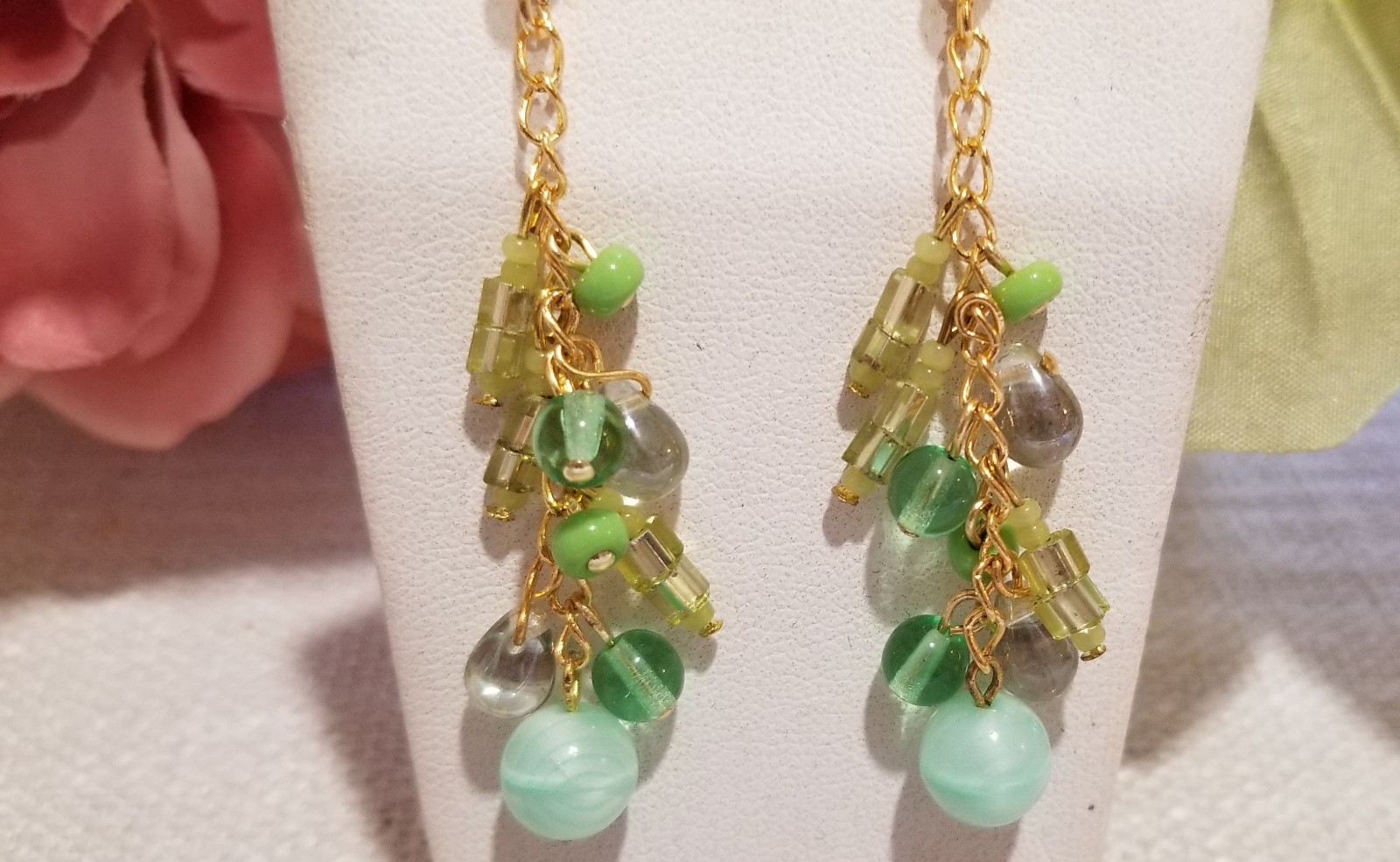 4 pair Gorgeous Lot Dangle Drop Pierced Post Earrings Made w Czech Glass Beads
