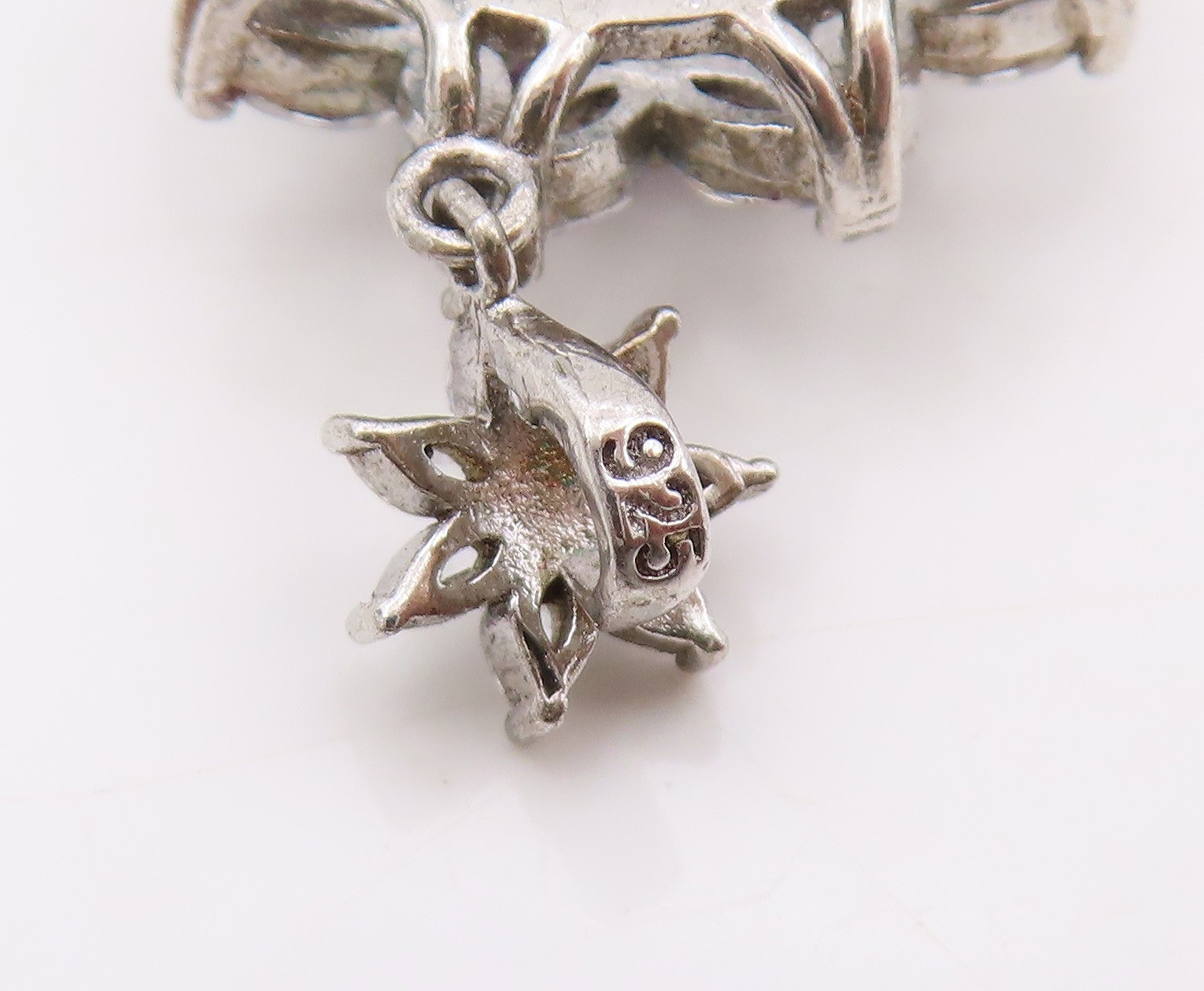 925 Sterling Silver Vintage Pendant Amethyst & Halo CZ Floral Cluster PT25563