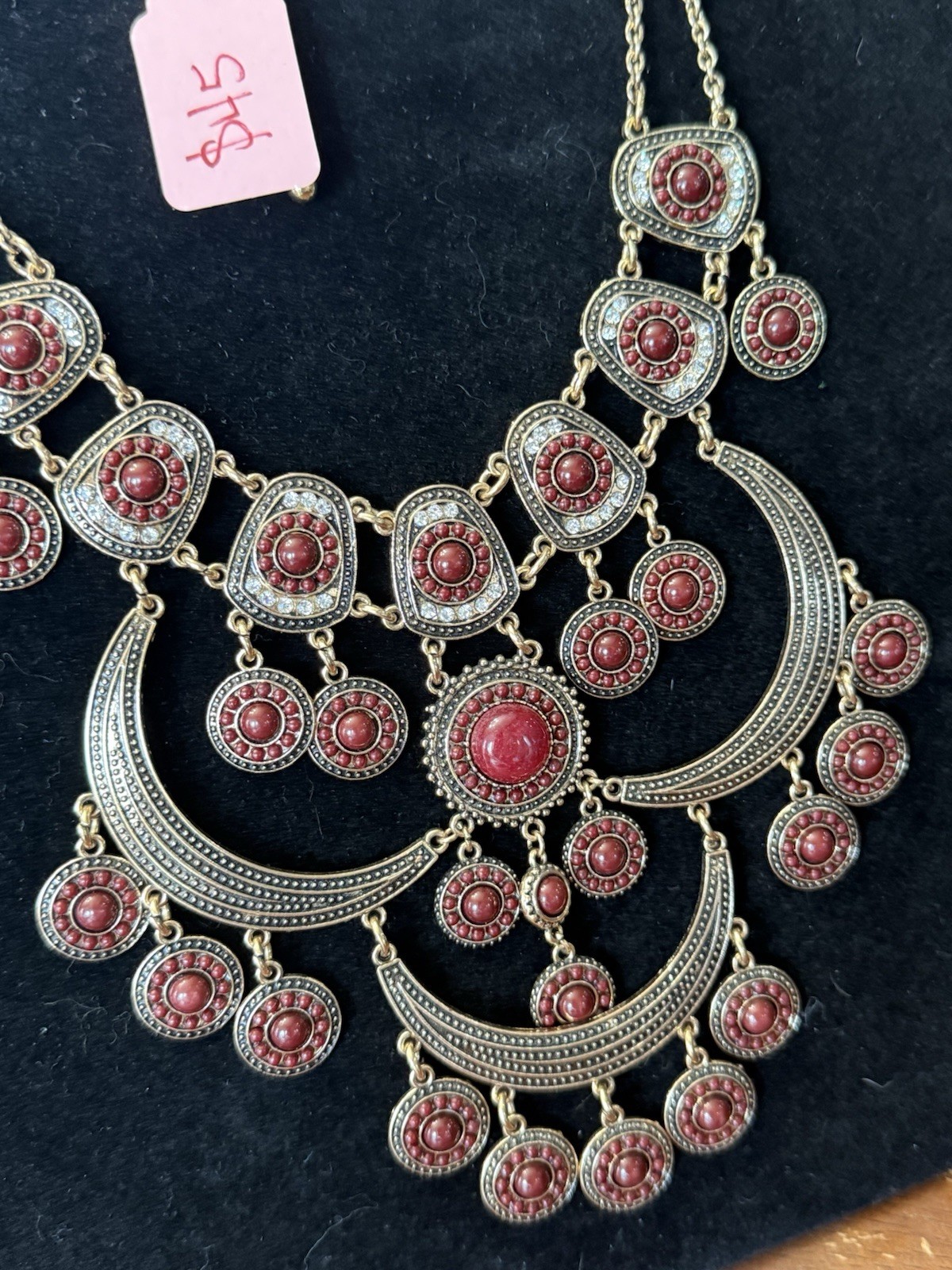 Vintage Multi-layered Afghan Tribal Style Ornate Statement Necklace