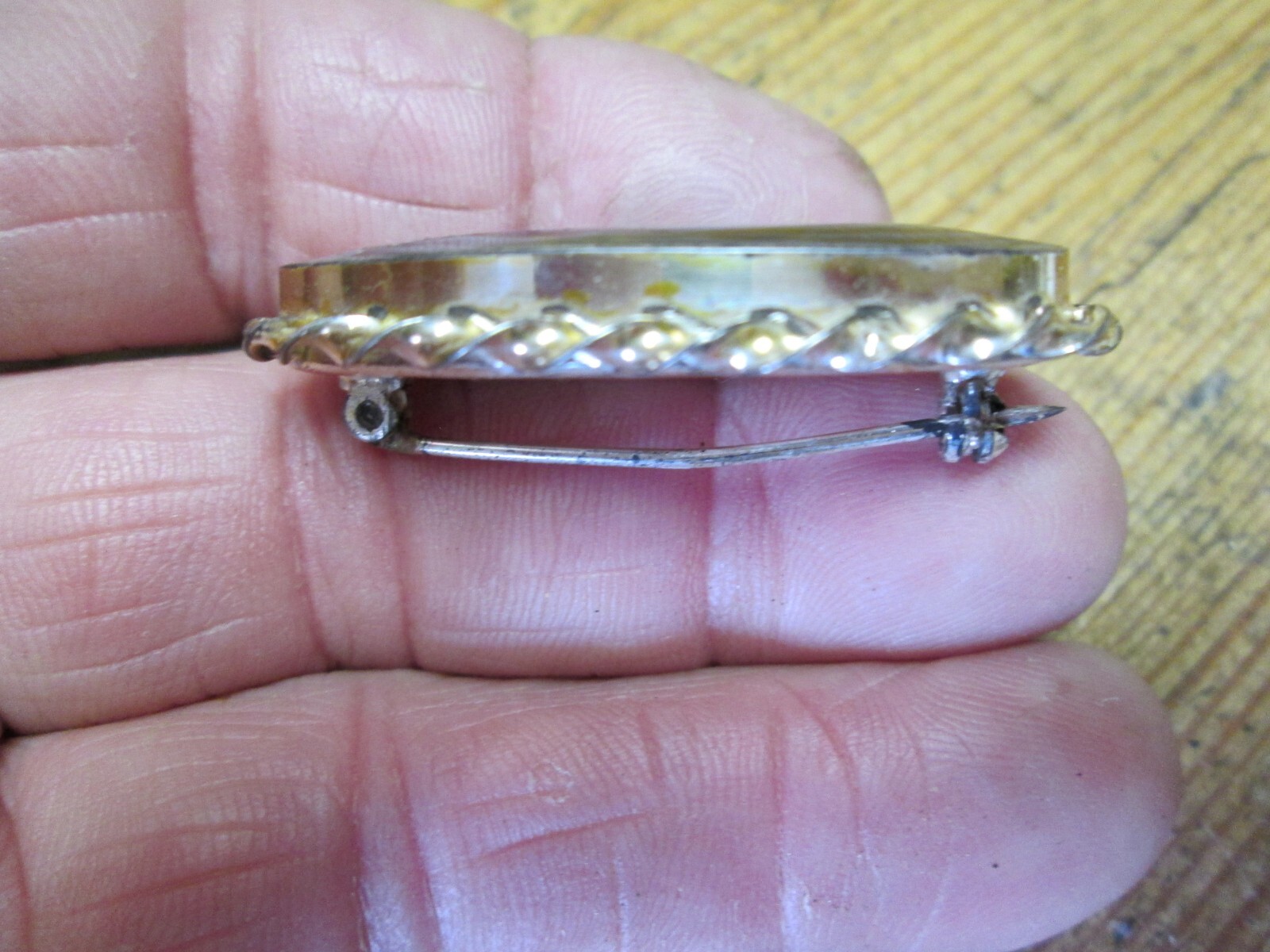 Vintage Ataahua Sterling Silver Broach Fiery Abalone Shell