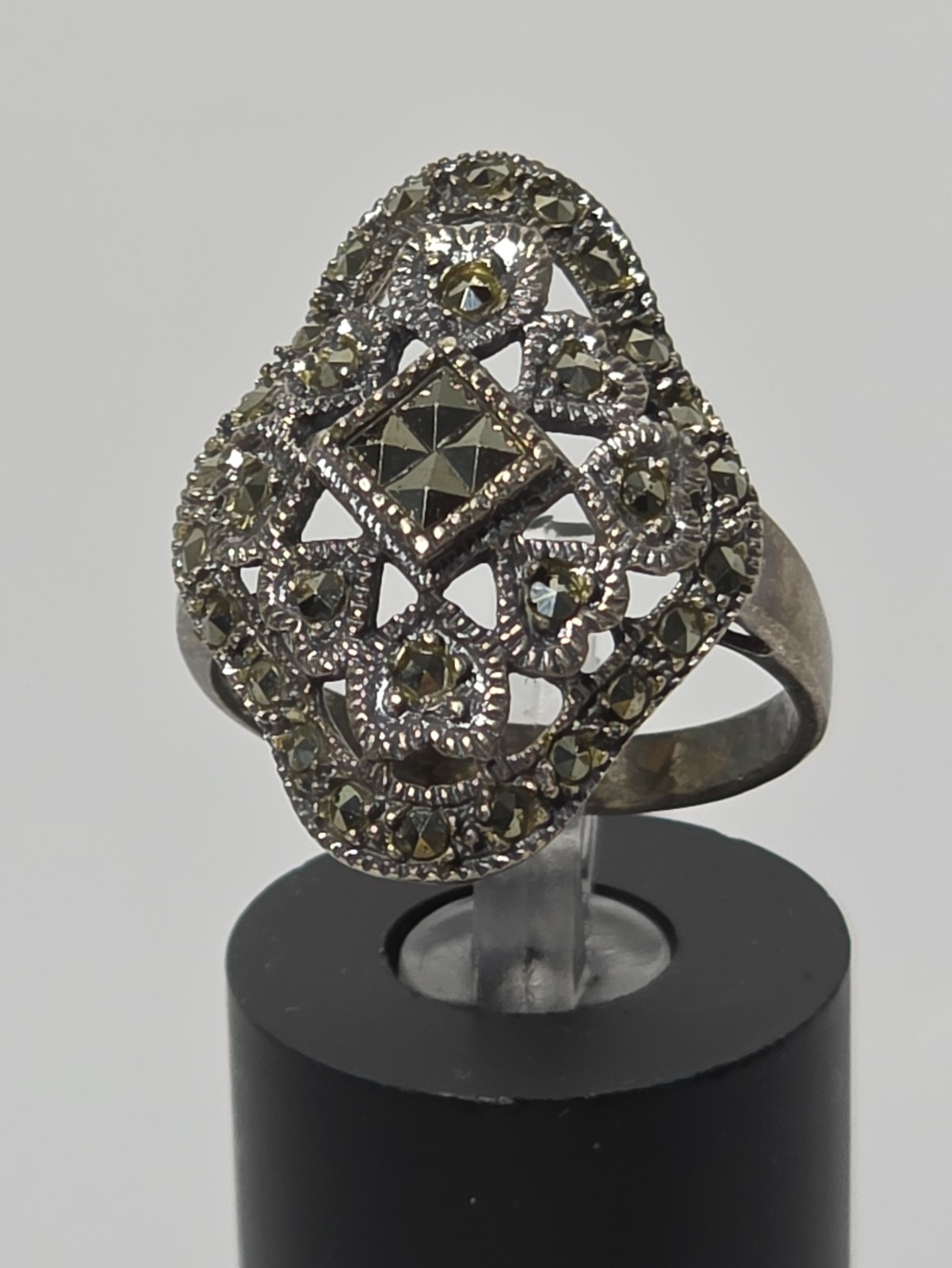 Vtg DBJ Dee Berkley Jewelry 925 Sterling Silver Marcasite Filigree Ring 7.5