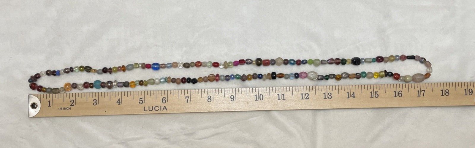 Vintage Glass Stone Bead Necklace Gemstone Beaded Colorful Boho