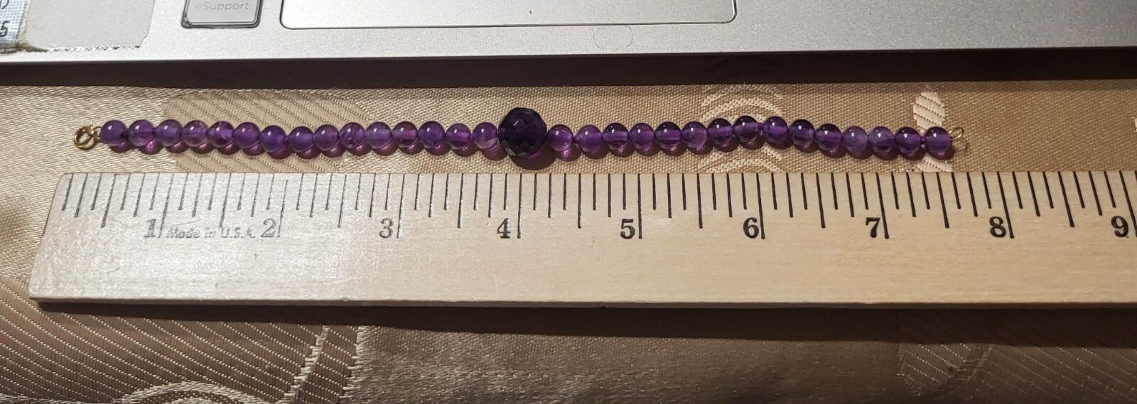 Vtg Bracelet w/ purple topaz glass beads 7 3/4in” -Tested
