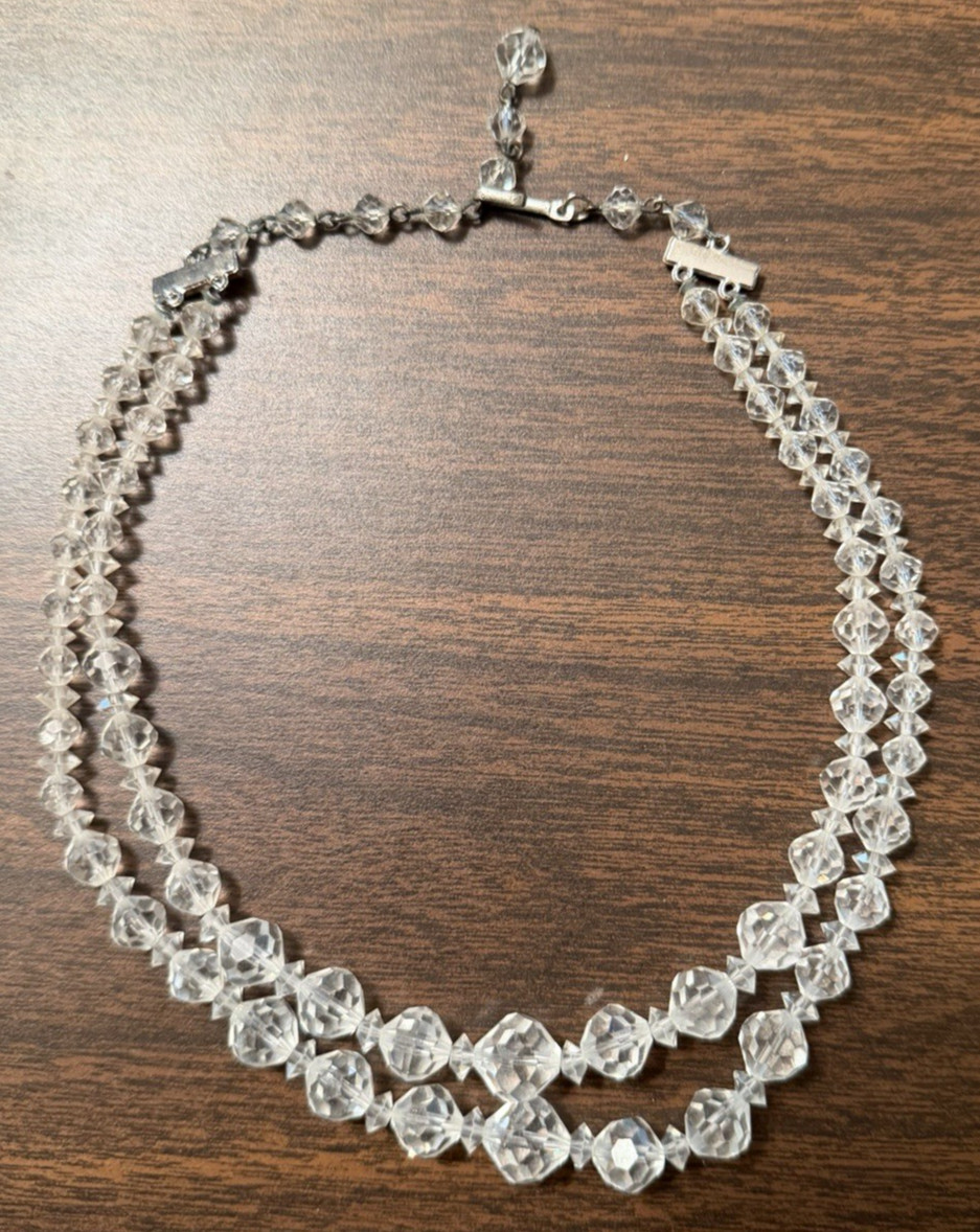 vintage Art Deco czech glass bead necklace 16.5 in