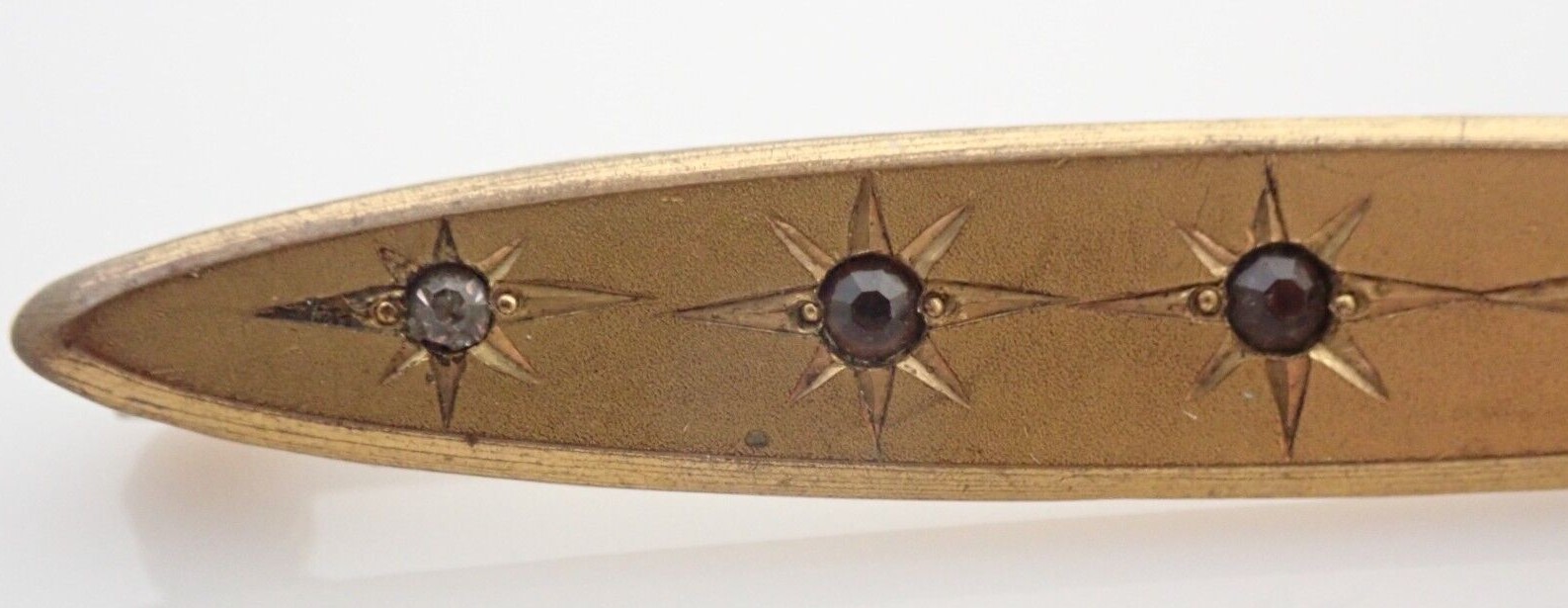 Antique Gold Filled or Plated Rhinestone Stars 2 3/8″ Bar Pin