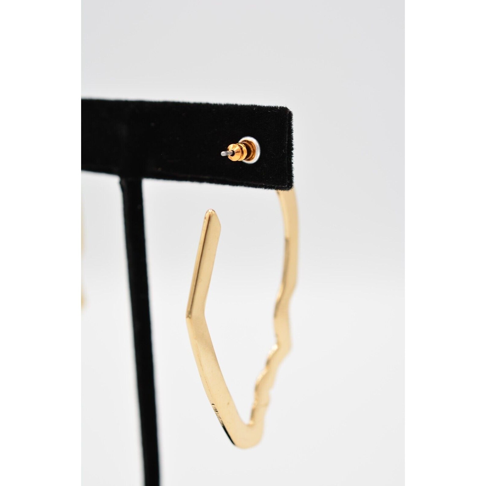 Vintage Drop Earrings Abstract Face Hoops Silhouette Gold Tone Dangle 1990s 9G