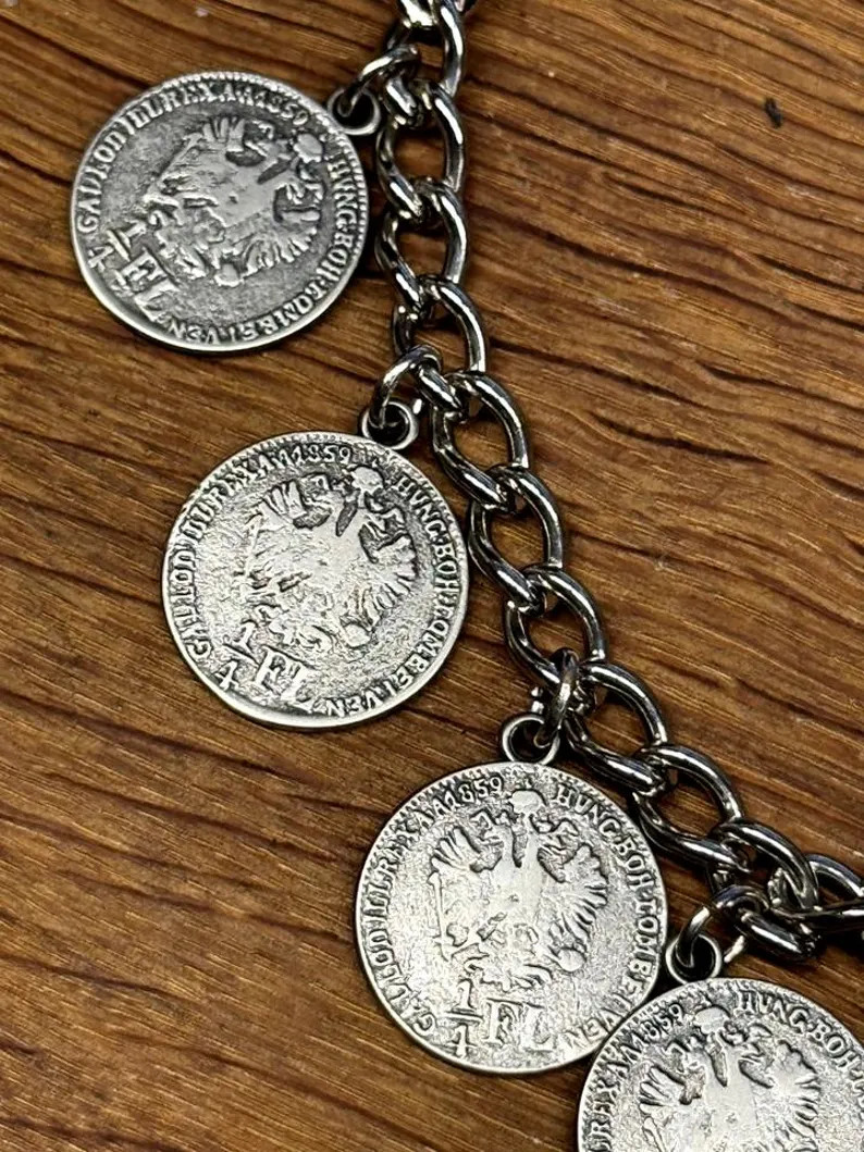 vintage bracelet Charivari 1/4 Florin 1859 coins
