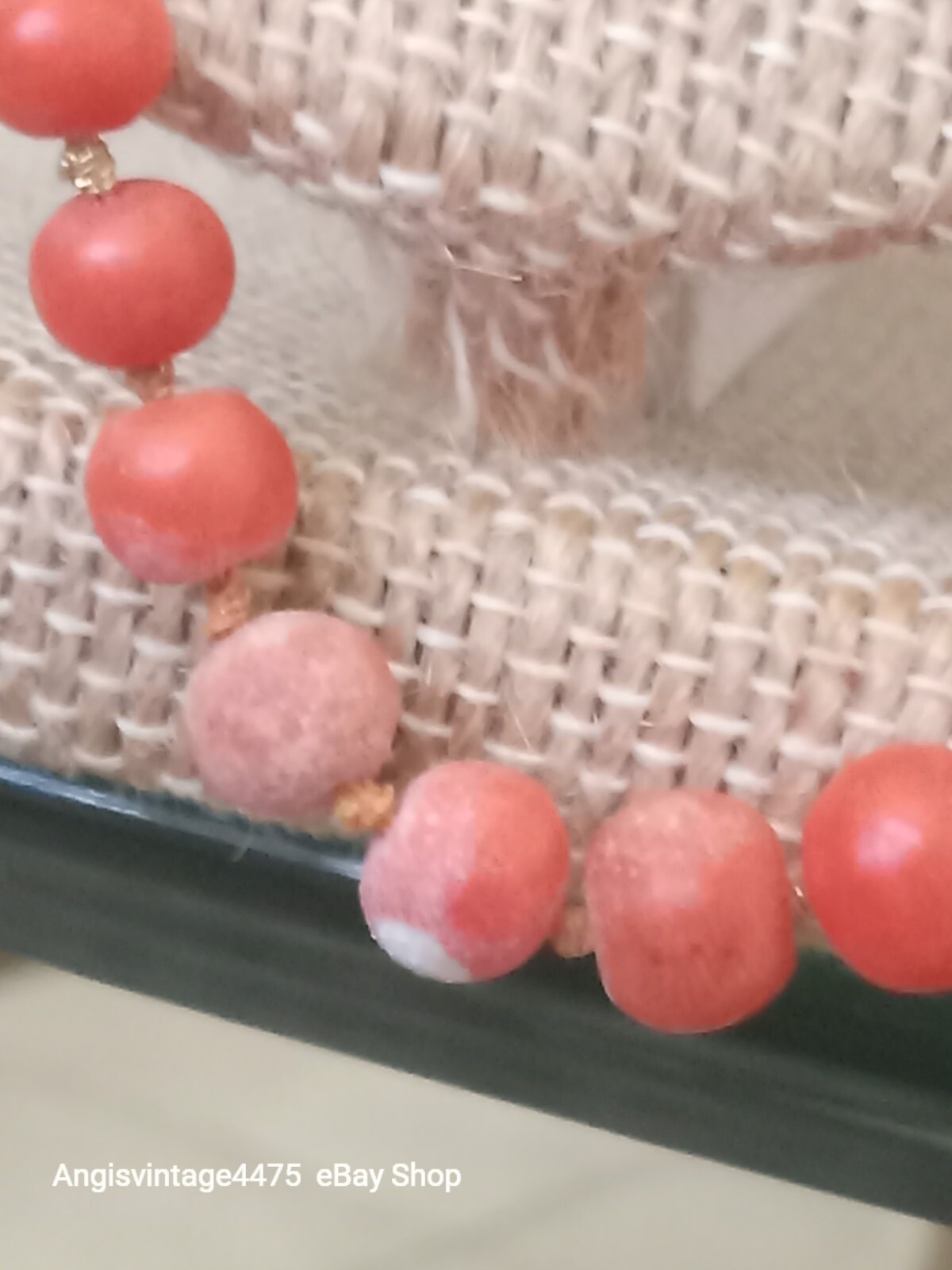 Vtg Mediteranium Coral Unpolished Graduating Beads 10k Clasp Gold Threated 17in