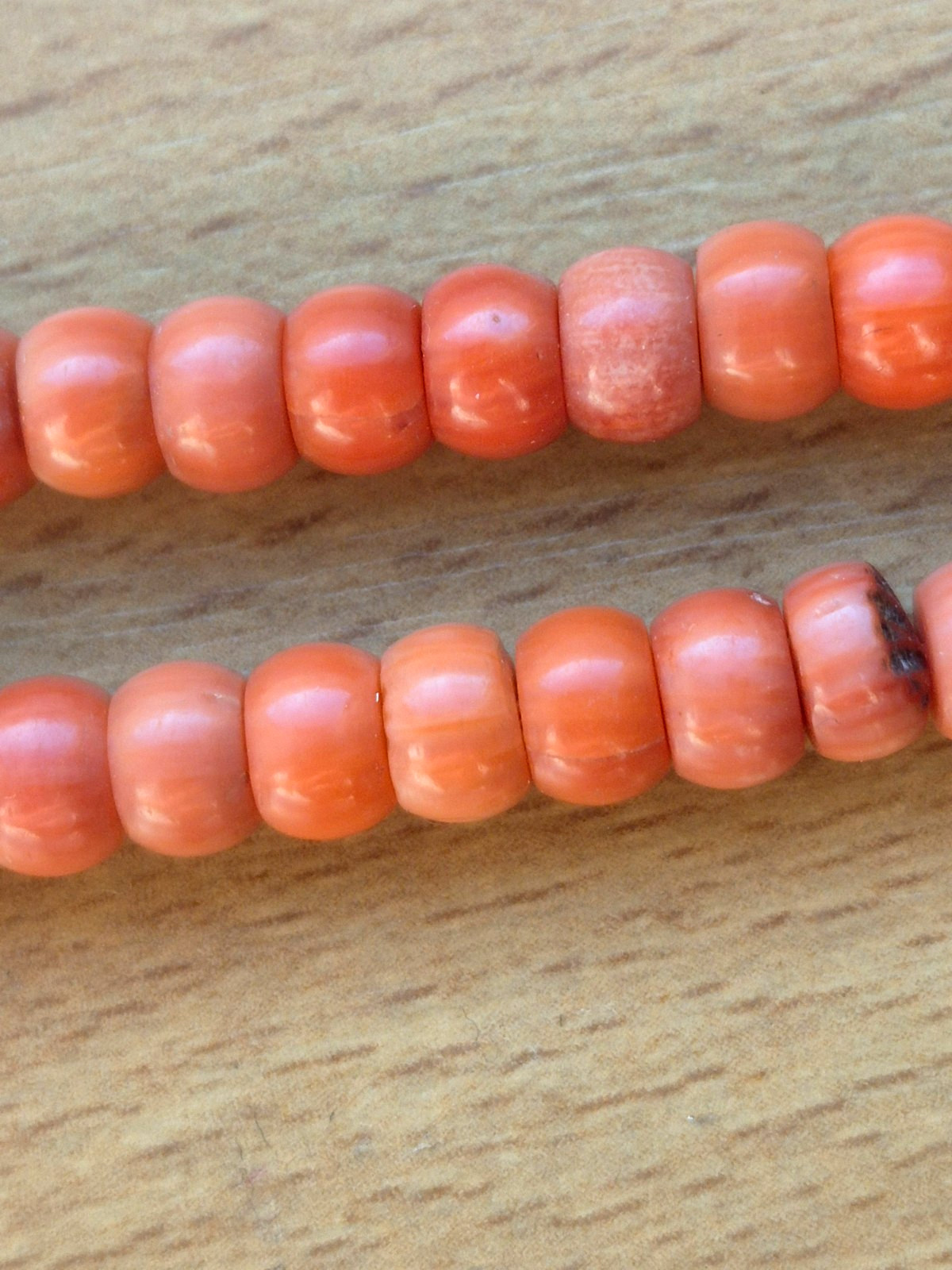 Antique necklace in Ukrainian style made of natural salmon-colored coral 26,2 gr