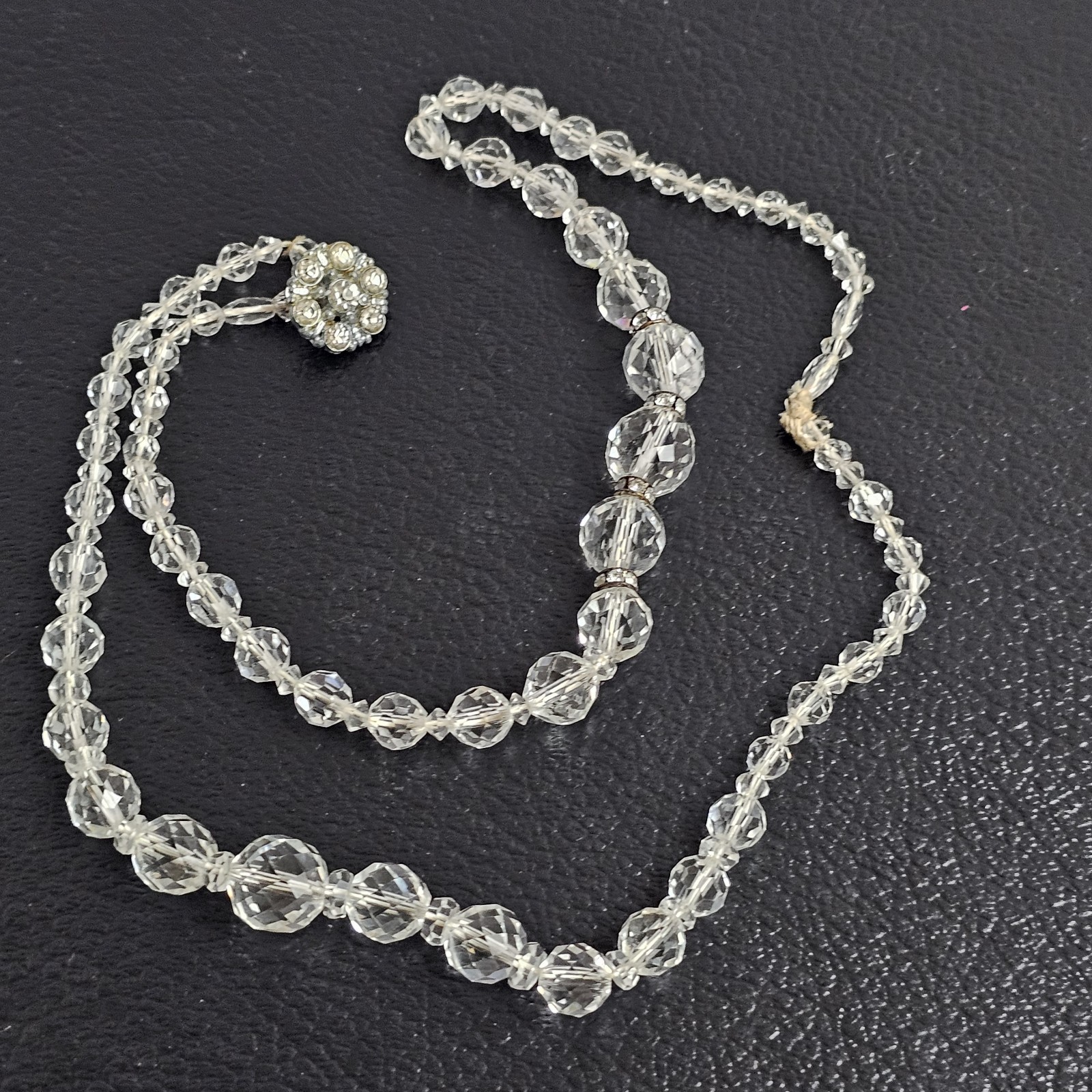 VTG Crystal Beads Round Highly Faceted Heavy Sparkling From Necklace PARTS ONLY