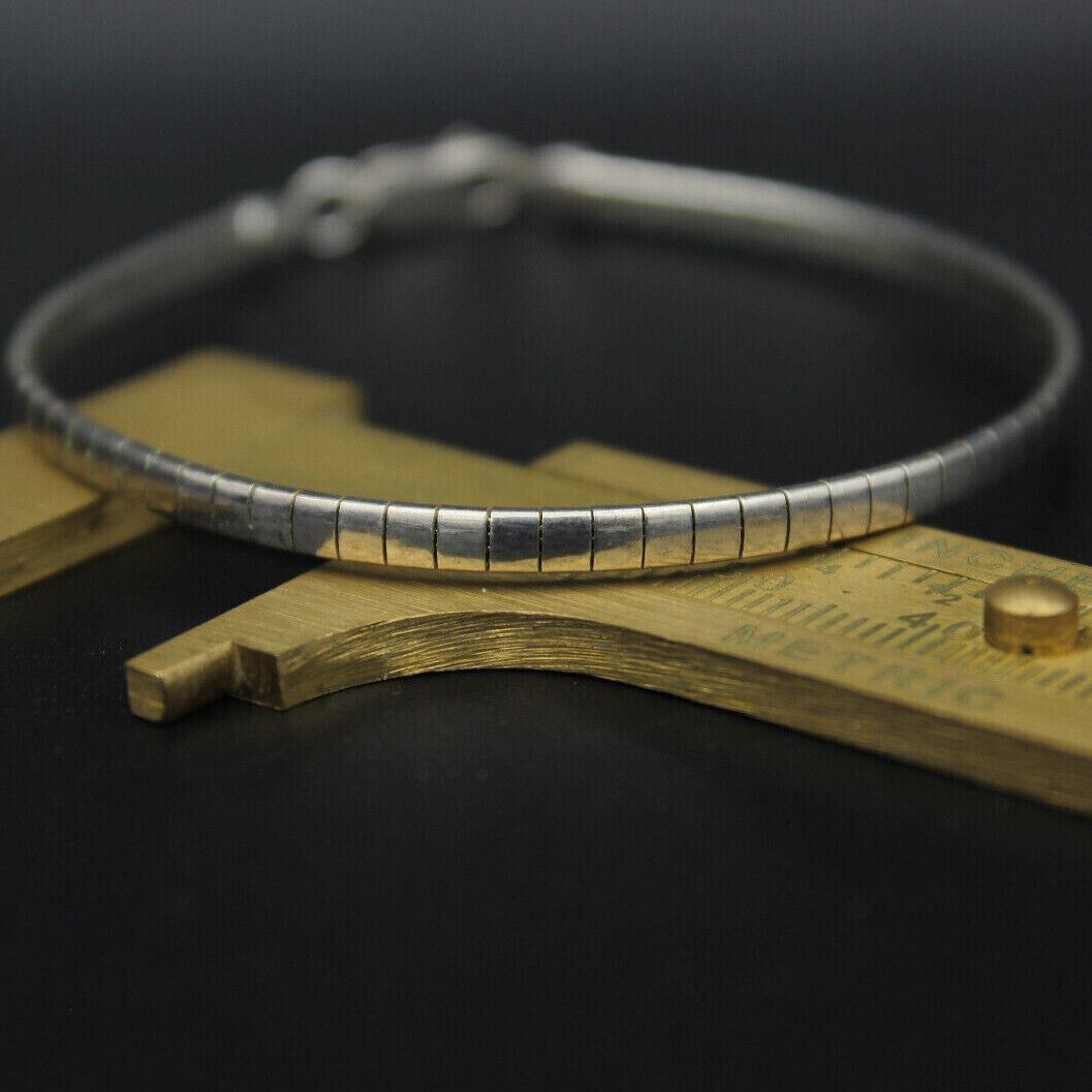 Smooth Heavy 6g Solid Plain Omega VTG 925 Sterling Silver Women’s Bracelet 7in