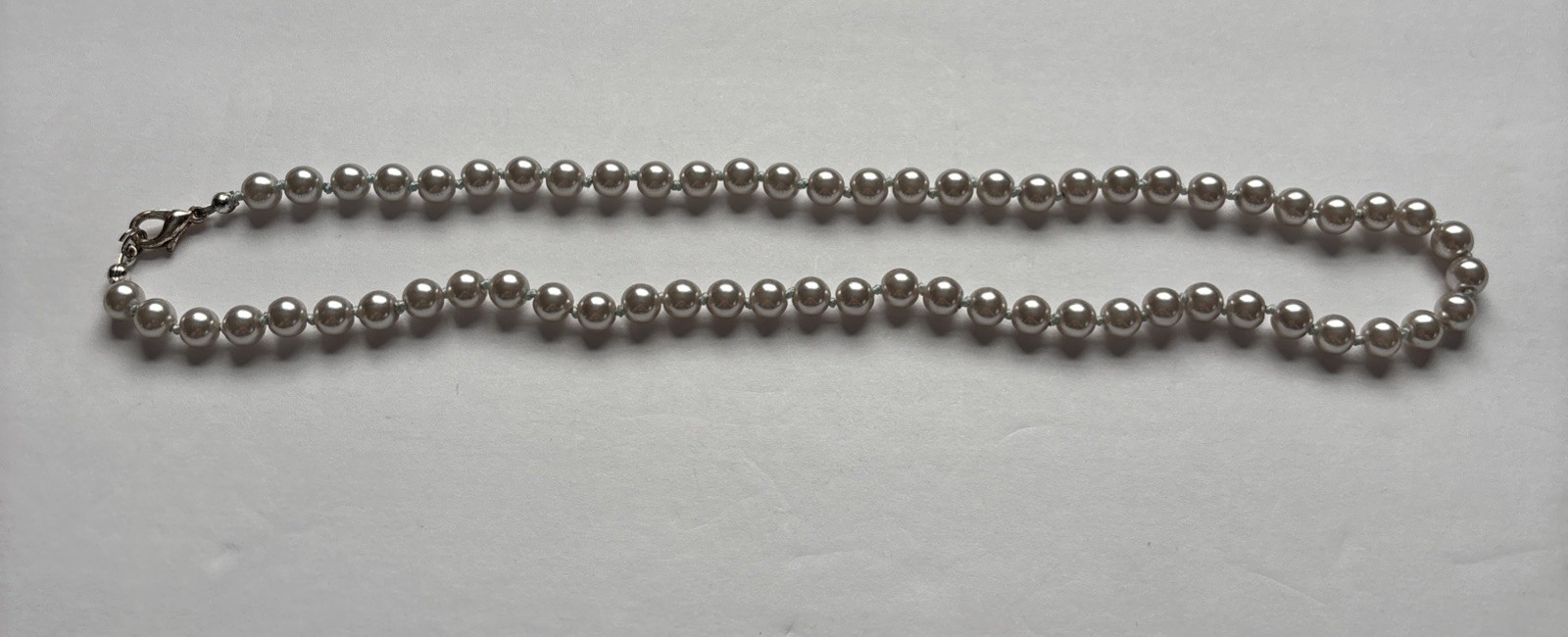 Faux Pearl Necklace 17 in Knotted Lobster Claw Clasp