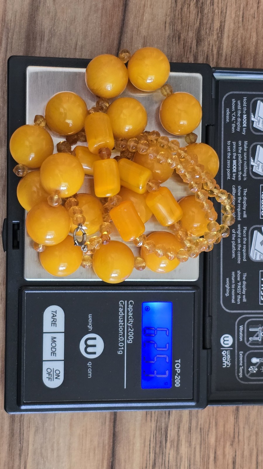 Vintage Baltic Butterscotch Amber Egg Yolk Bakelite Necklace 64 Grams
