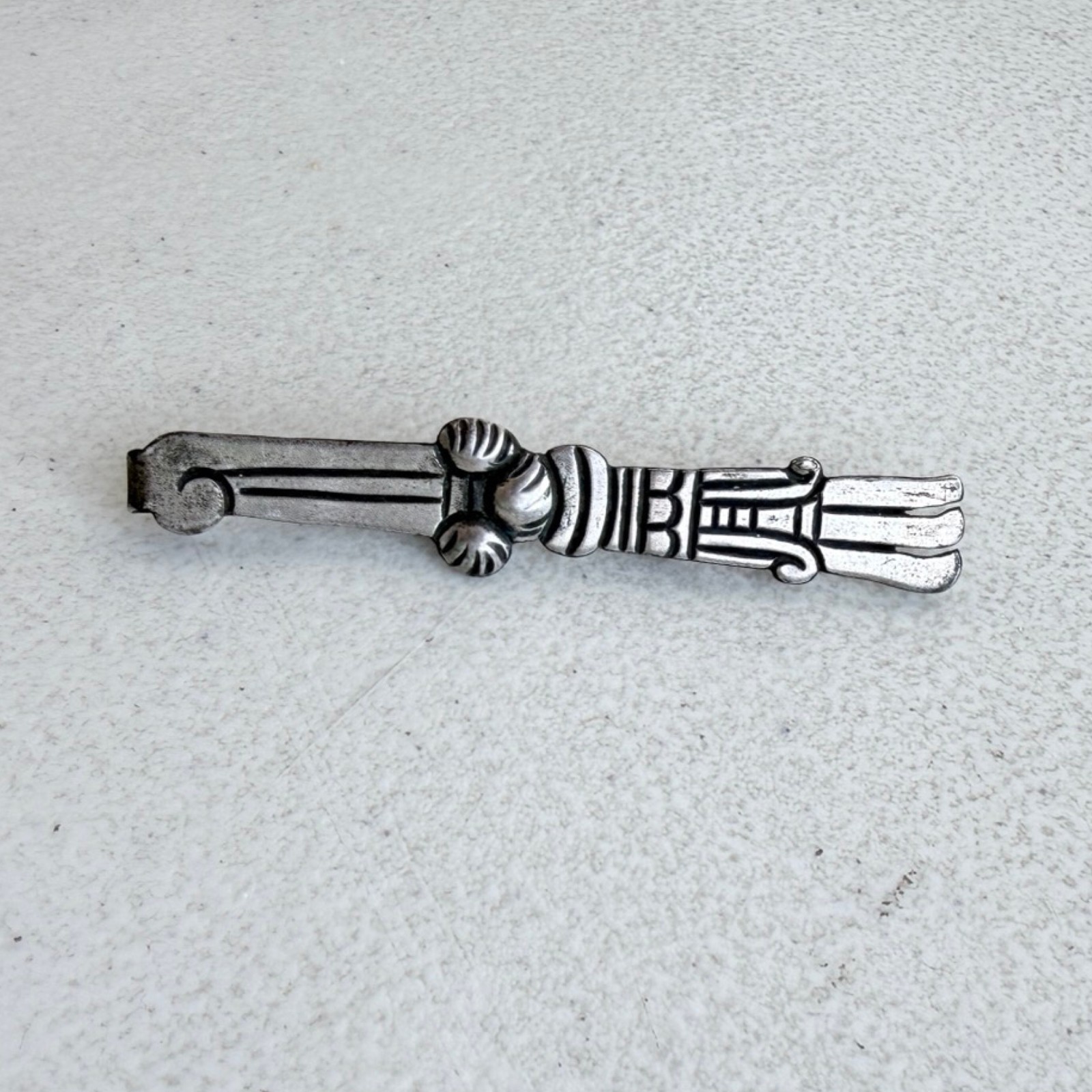 Vintage Sterling Silver 980 Tie Clip Taxco Mexican Ornate Pattern Bar