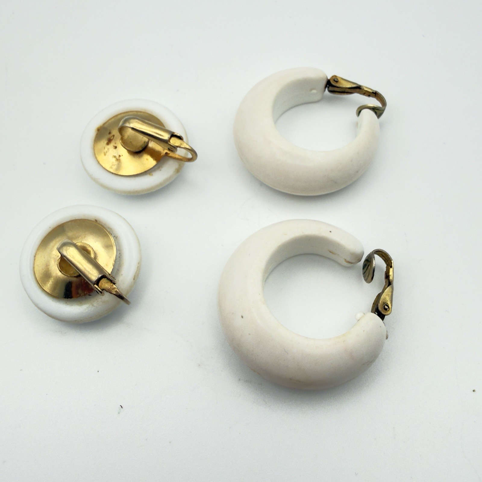 Vintage Clip On earrings Lot Nautical Red White Blue Hoop Button Retro 10pr USA