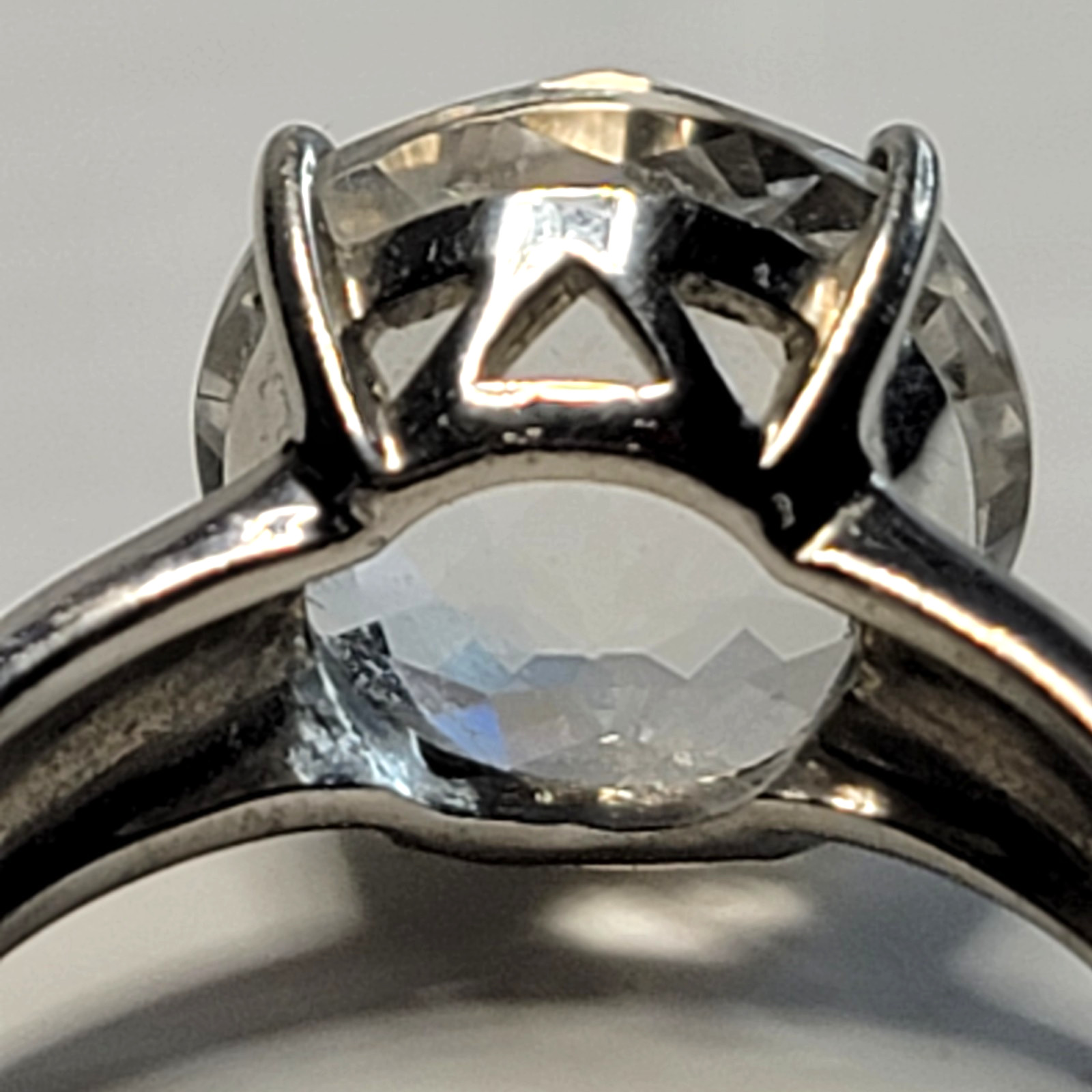 Natural Clear Quartz Ring 925 Sterling Silver 12mm Healing Crystal Size 7.75