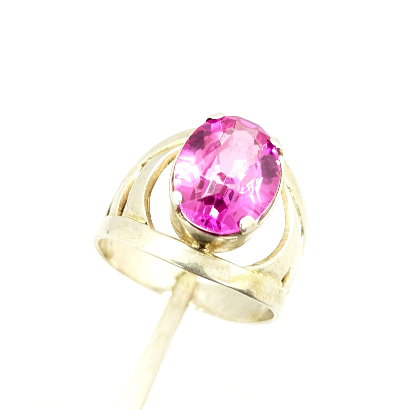 Vintage Luxury Soviet RING Silver⭐️875 with Big Bright Ruby -10.5US (20mm) | #77