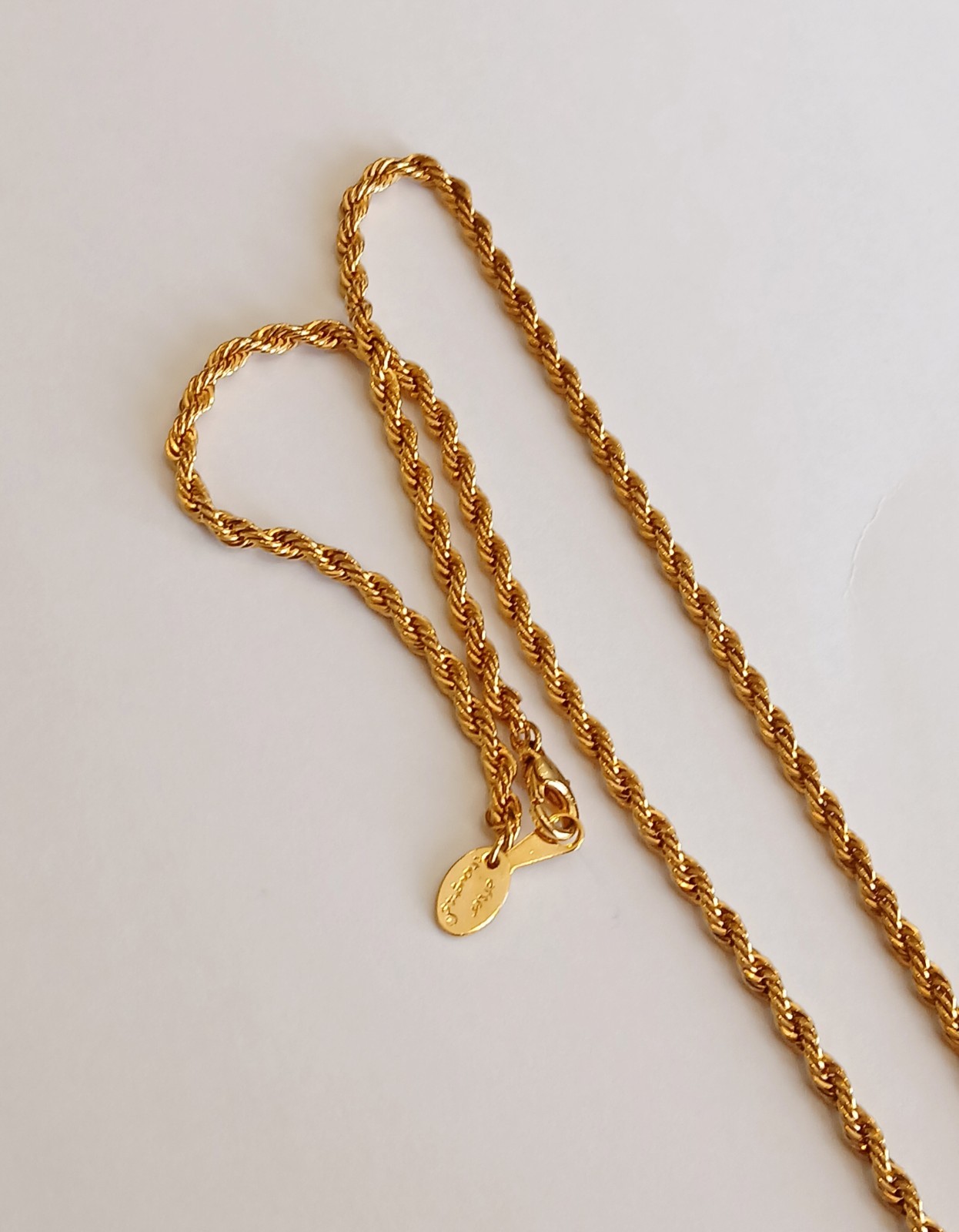 Vtg AFTER THOUGHTS Rope Chain Necklace 19″ Gold-plated Twisted Link 0.35oz