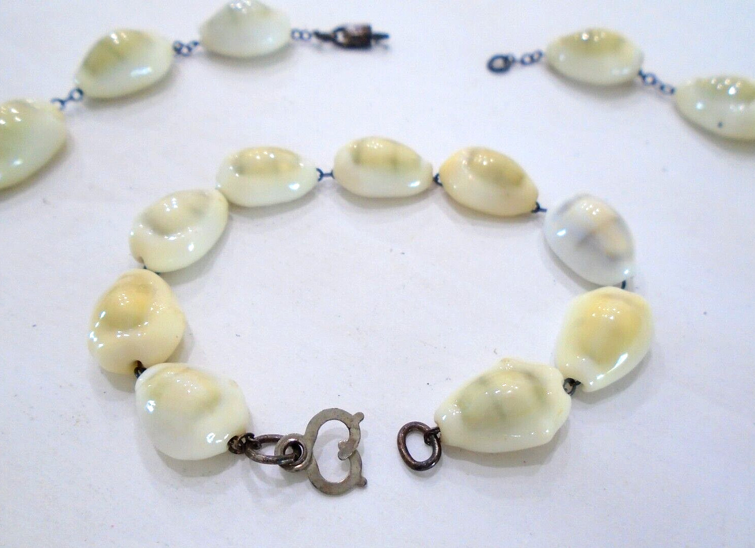 Vintage Sterling Silver Cowrie Shell Necklace Sea Shell Bracelet