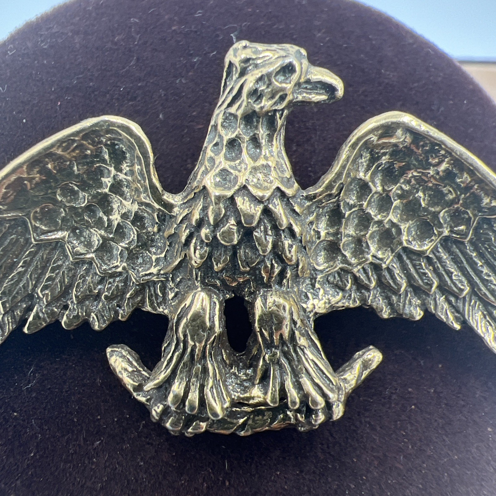 Vintage Zentall Antiqued Gold Tone Figural Eagle Brooch Pin