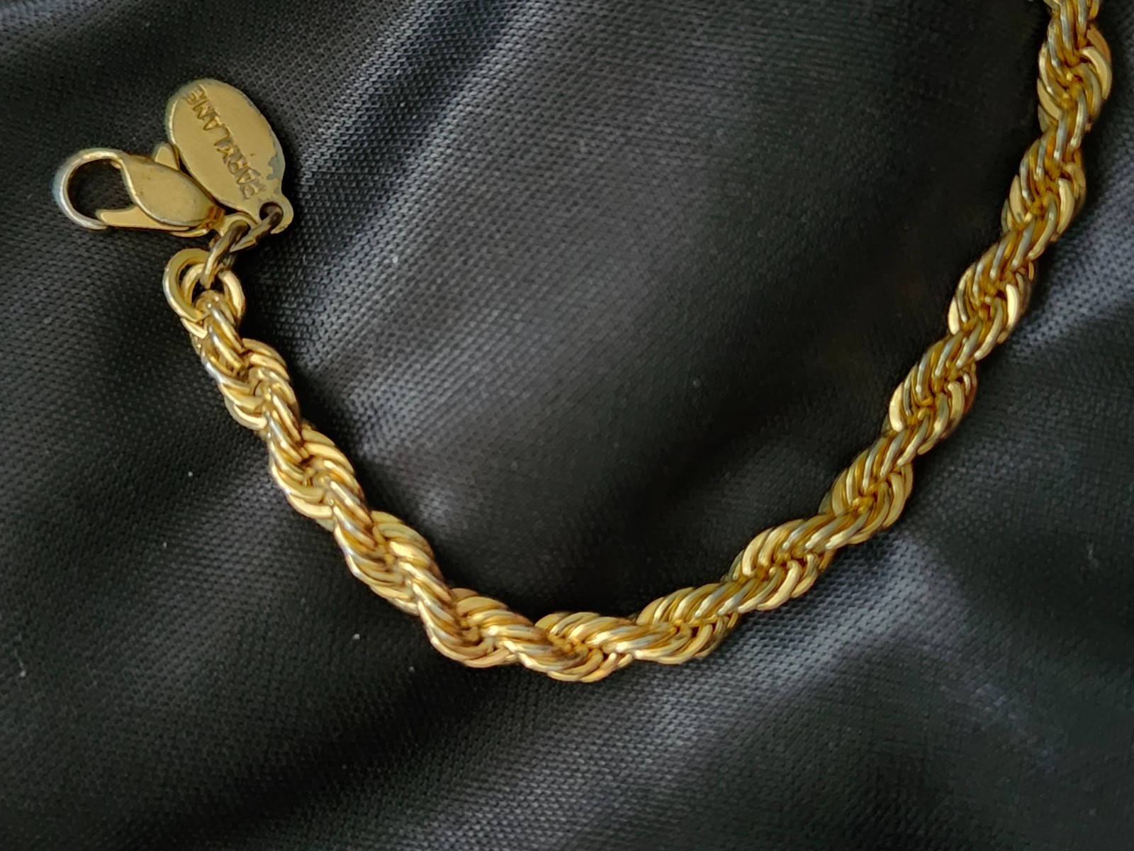 Vintage Park Lane Signed 7″ Gold Tone Rope Bracelet & DAILY SHIPPING!