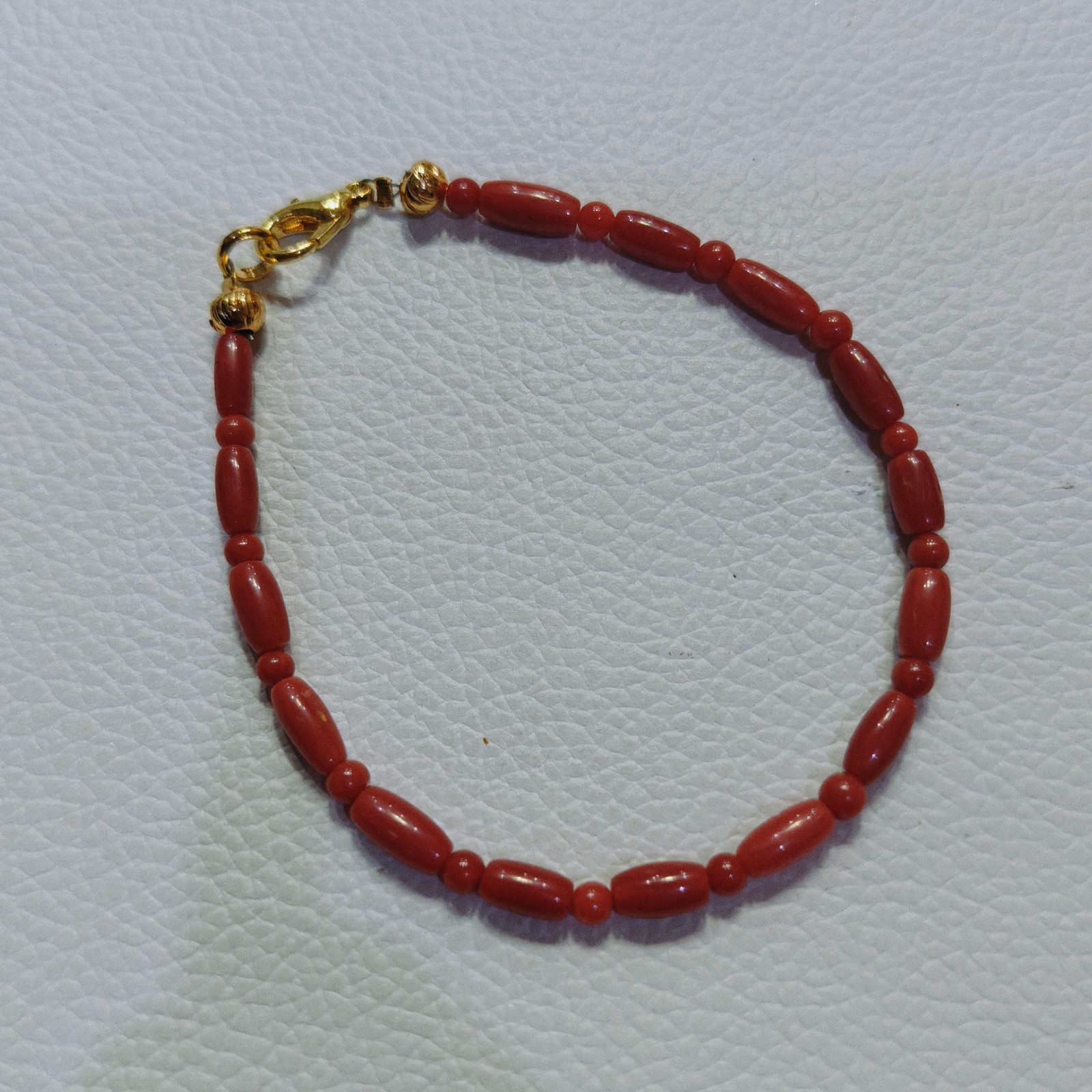 Genuine Natural Red Coral Bracelet Italy Coral Beads Handmade Gemstone Bracelet