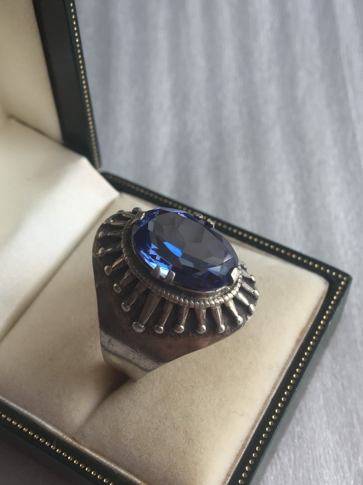 Rings Russian Soviet Silver 875 star Topaz (laborat glass) Kostroma vintage USSR