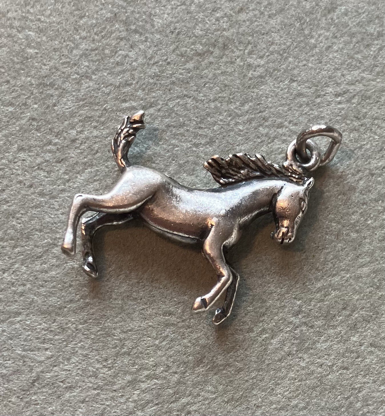 Vintage Sterling Silver Charm Of Horse Prancing Running For The Equestrian