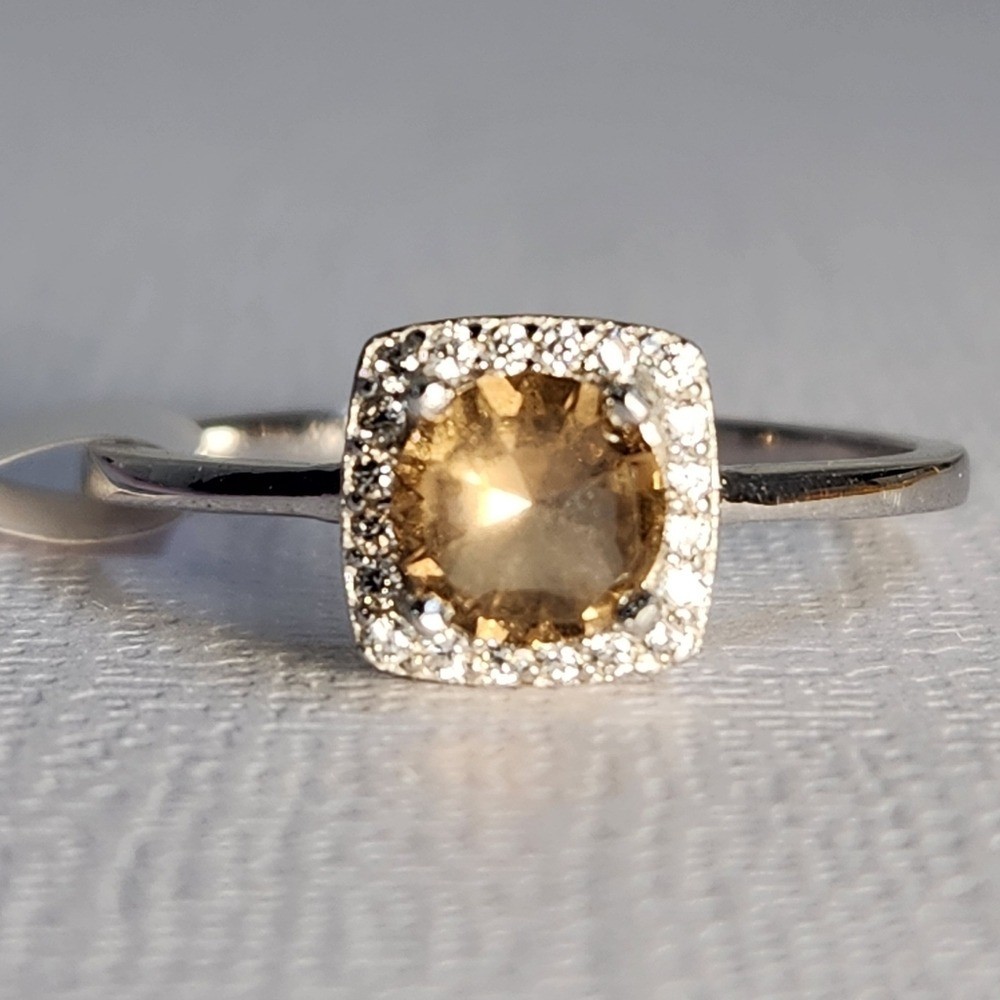 NIB Semi VTG 1cts Golden Champagne Topaz 925 Ring Sz 9/10