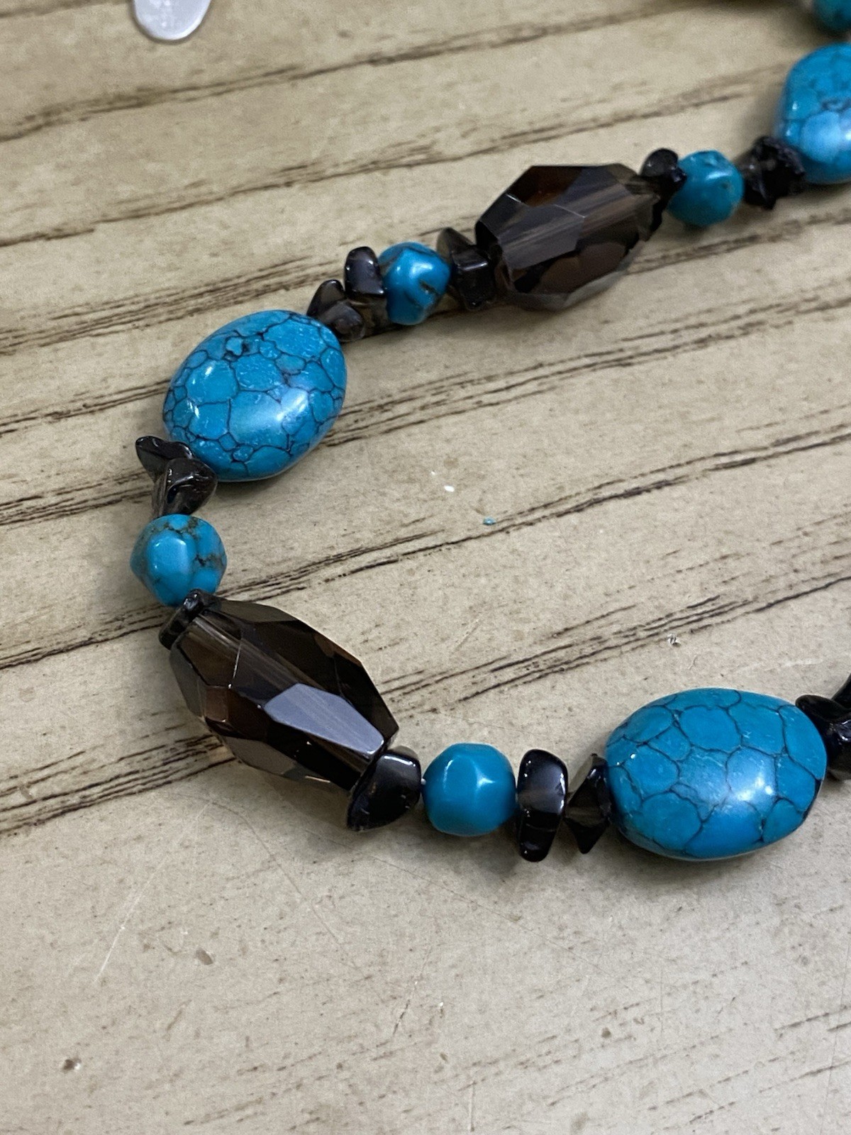 Deb Guyot Necklace Turquoise Blue Quartz Sterling Silver 925 HSN Beaded 18”