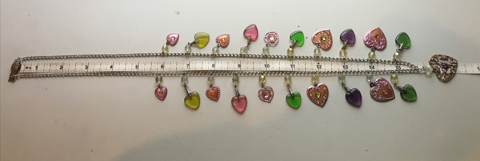 Vintage Glass Works Studio Glass & Silver Charms in Multi Colors Necklace 17