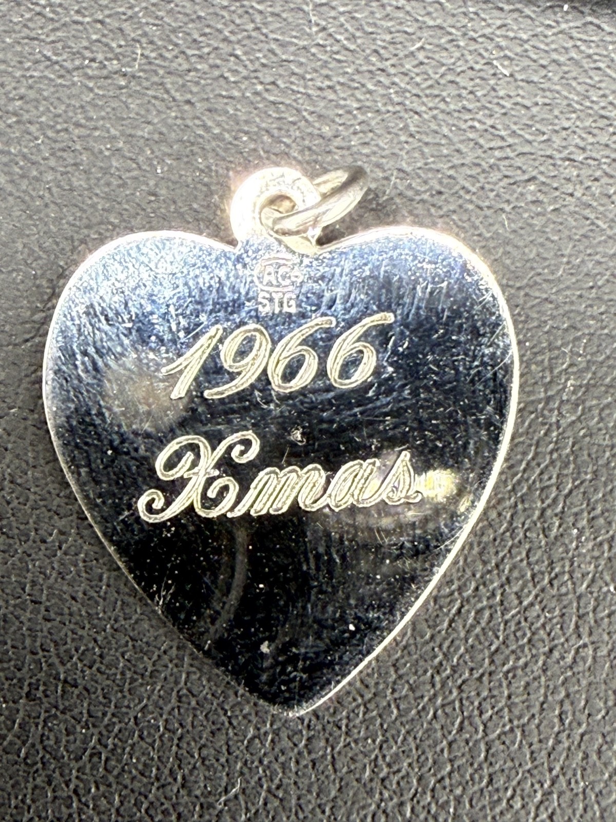 Vintage Sterling Silver Heart Charm “Grandmother” 1966 Xmas
