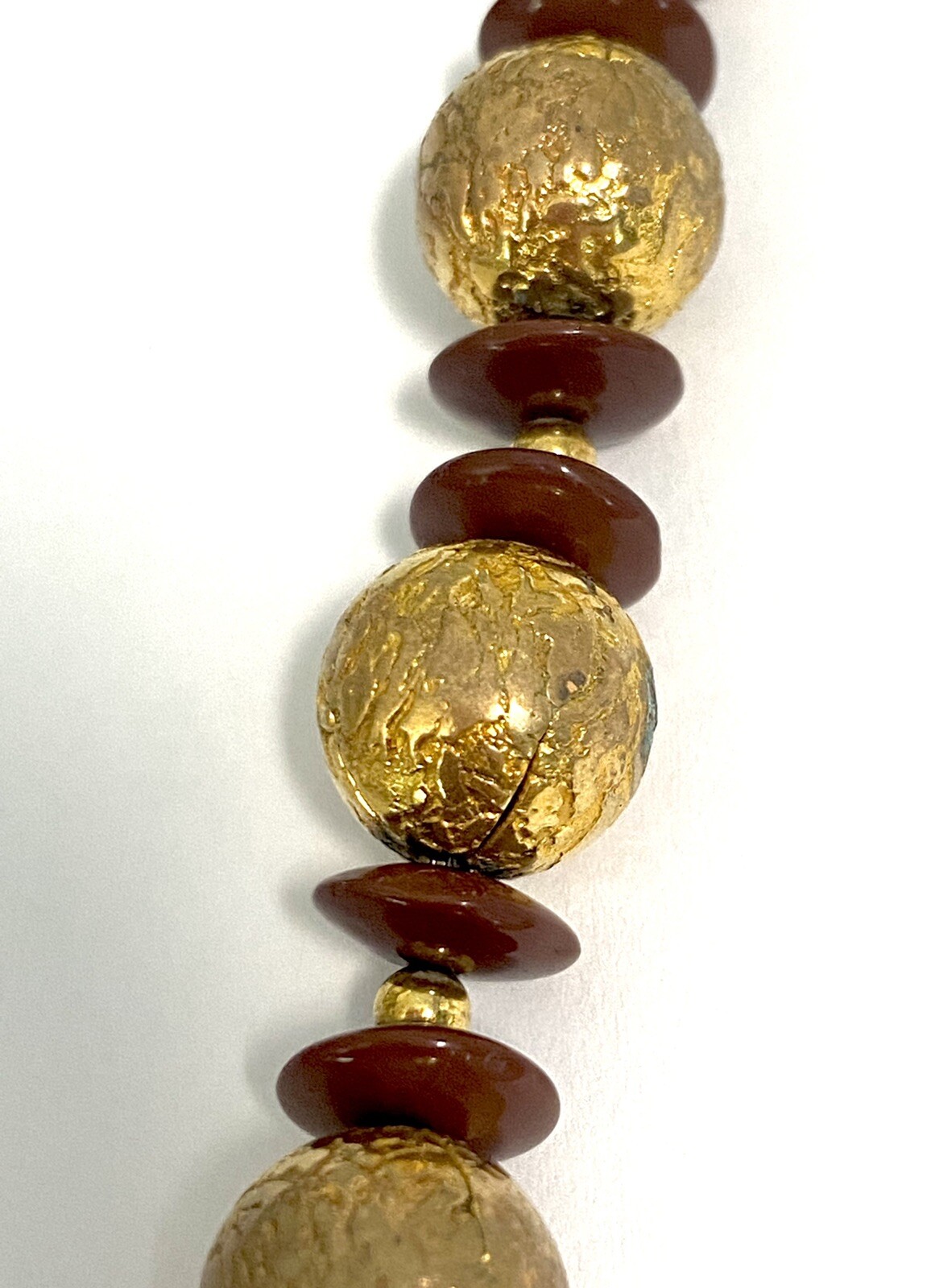VTG CZECH Art Deco Gold Foiled Glass & Glass Spacers NECKLACE