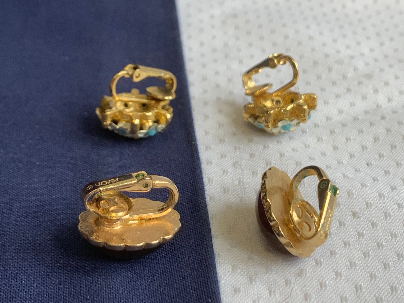 Vtg Clip-On Earring Lot Costume Jewelry Trifari Napier Avon Cloisonne Enamel