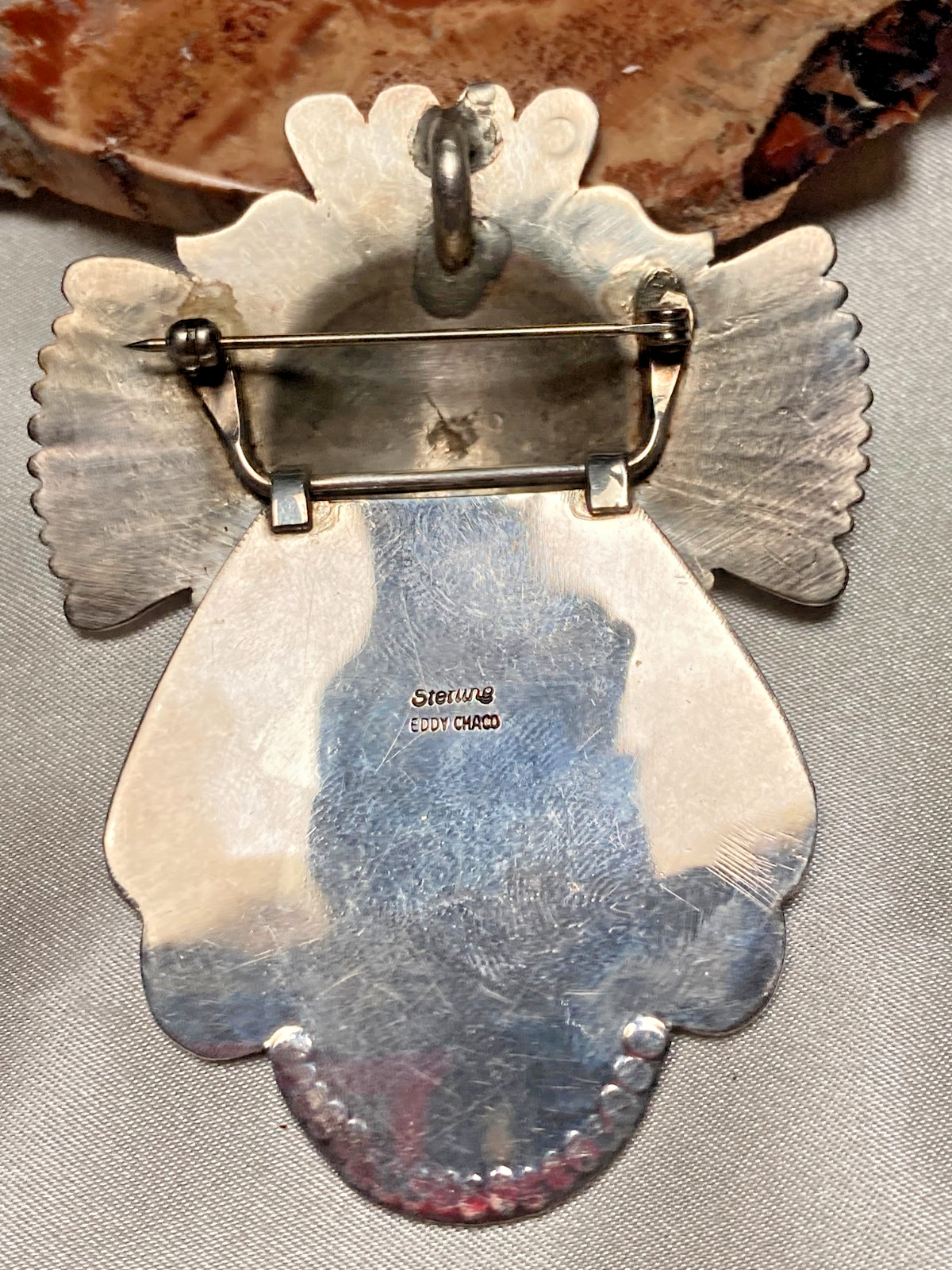 Extremely Rare Eagles Sunface Silver Pendant Renowned Navajo Artist Eddy Chaco
