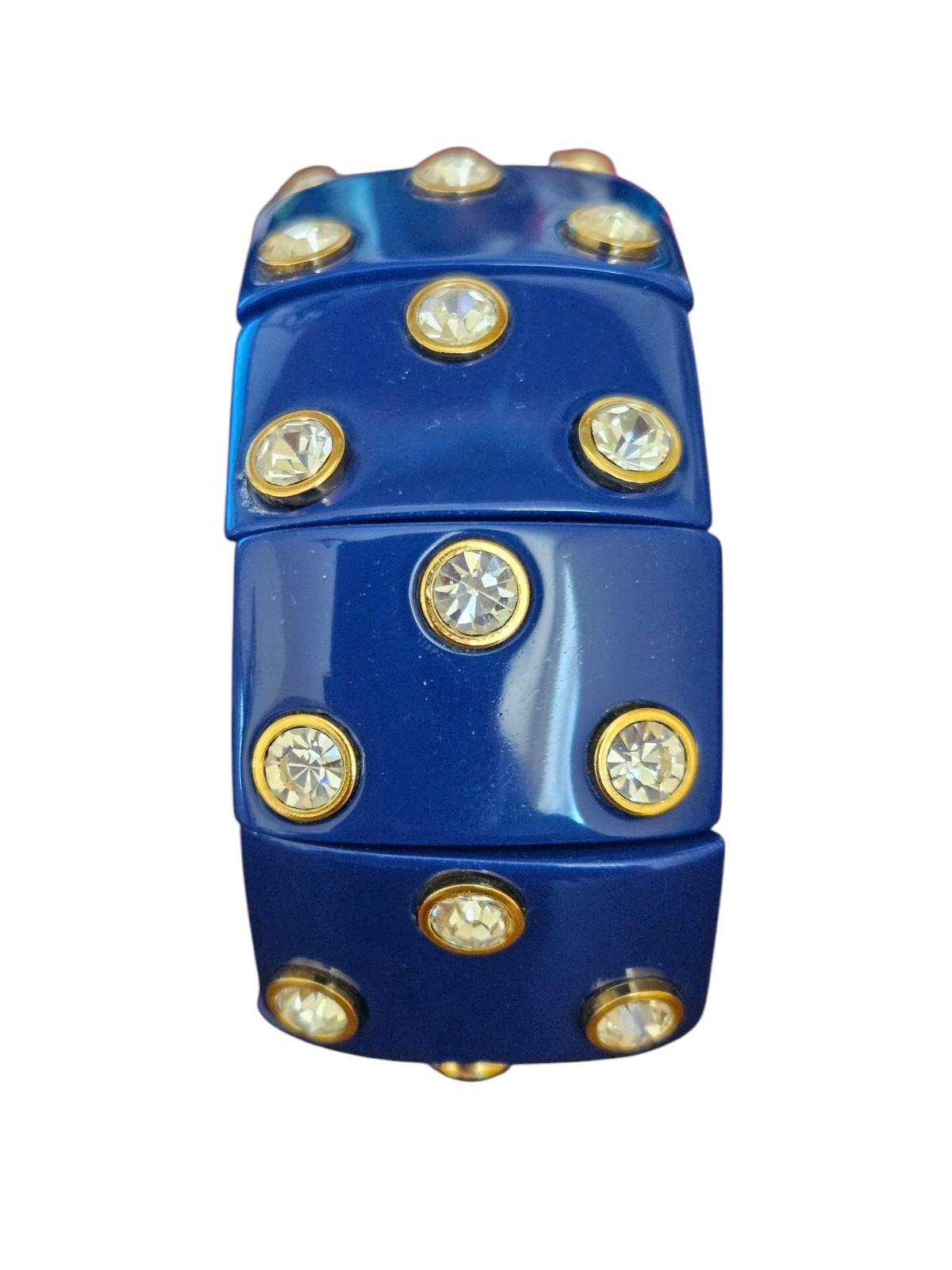 Joan Rivers Cobalt Blue Lucite w/Bezel Set Crystal Expanding Stretch Bracelet