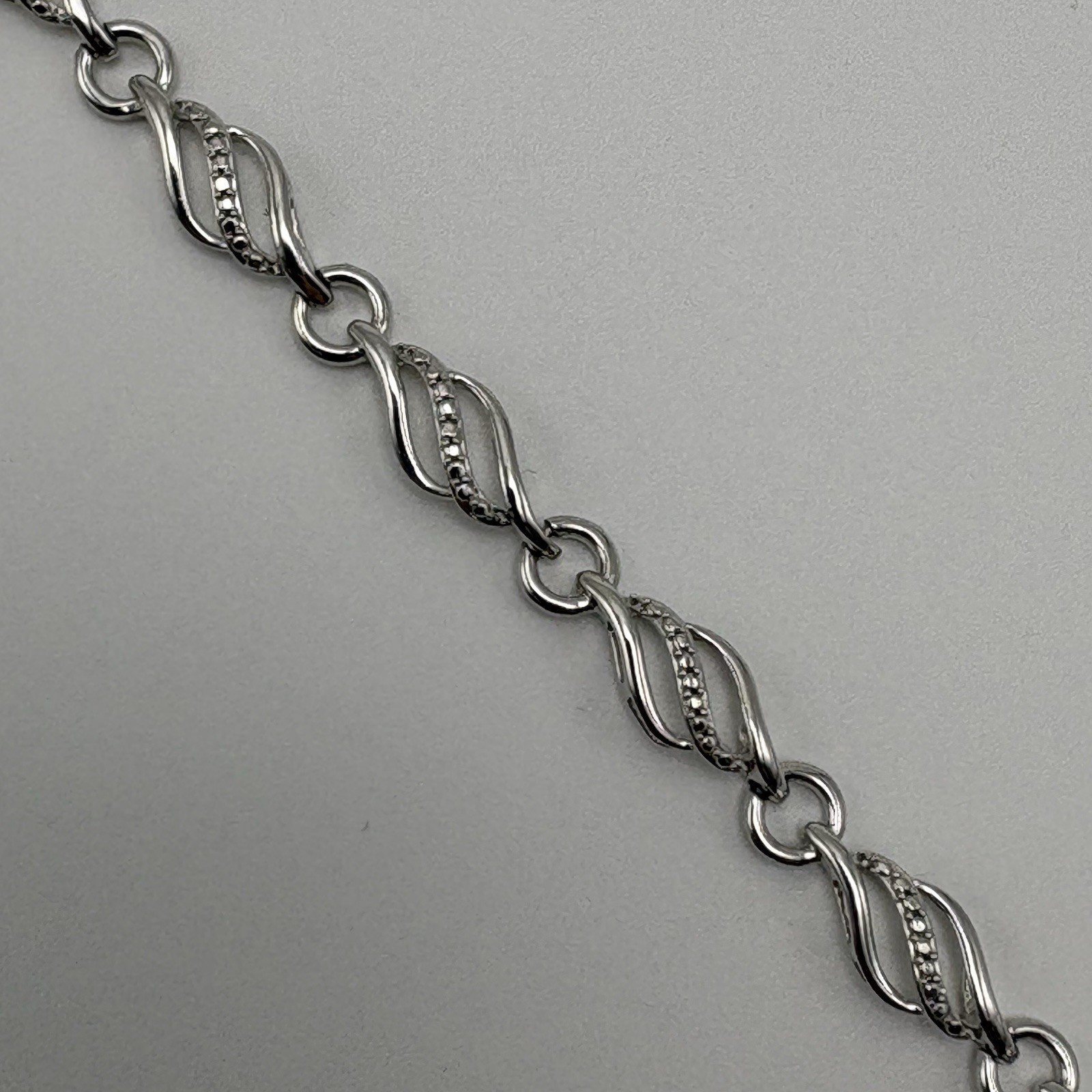 Vintage Sterling Silver CZ Link Bracelet – 5g