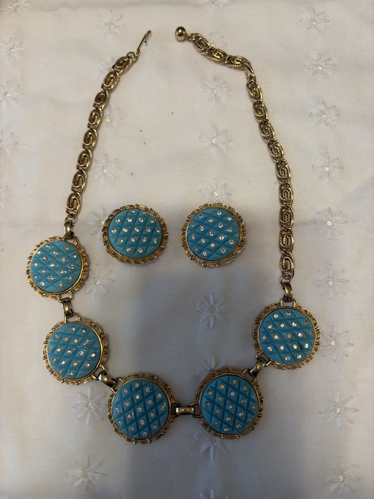 Vintage Retro 1960S Signed Marvella Necklace And Clip Earrings