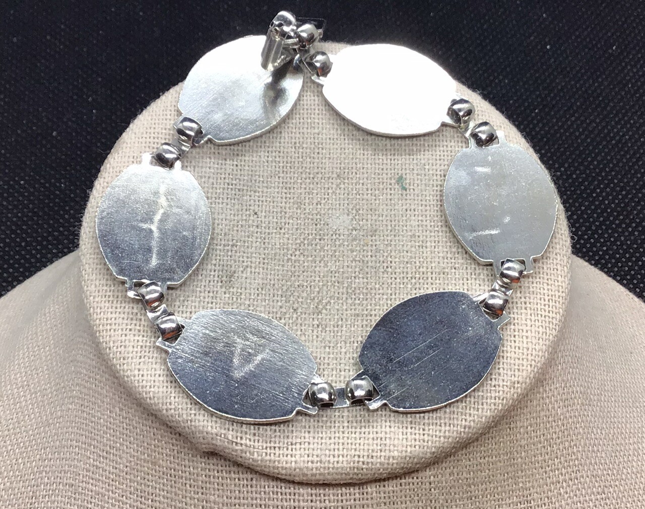 Vintage Costume Wide Enameled American Buildings Themed Bracelet 7.5″ F506