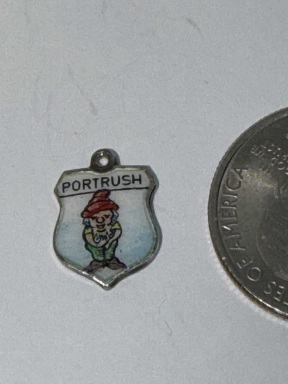 Vintage Leprechaun Portrush Northern Ireland Shield Bracelet Charm Silver