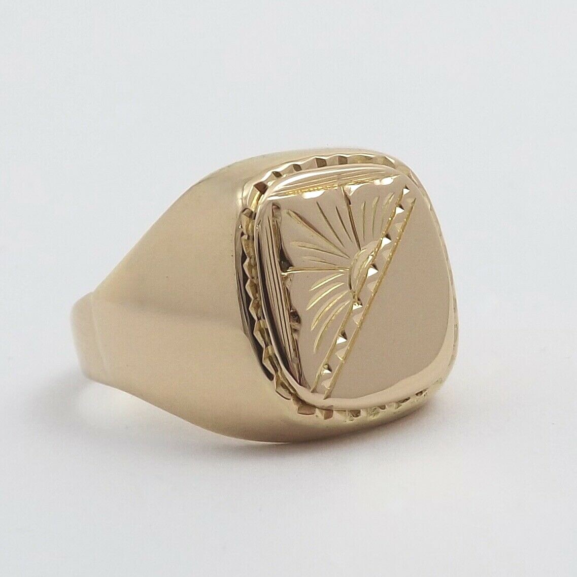Solid 18k Rose Gold Initial Letter Signet Men Ring Vintage Engravable sz11 Italy