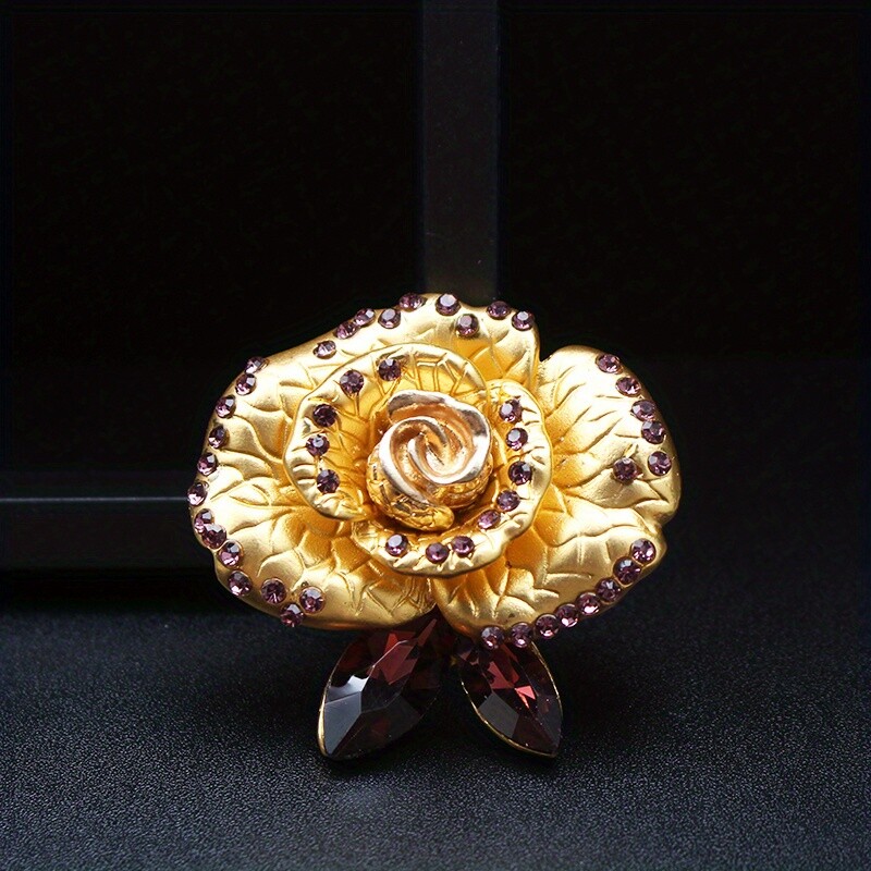 Fashionable Vintage Sophisticated Elegant Enamel Rose Brooch Jewelry Gift