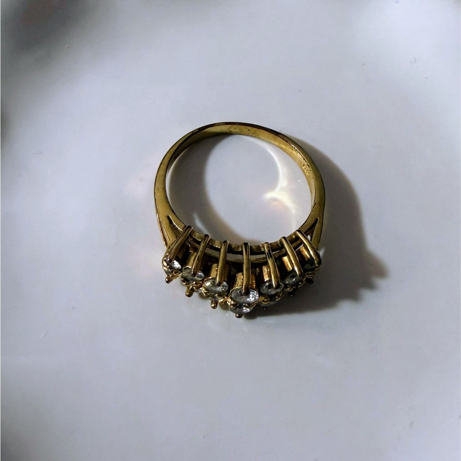 Vintage 925 Sterling Vermeil Cluster Ring Clear Stones Sz 8.5 ~ Wear As-Is