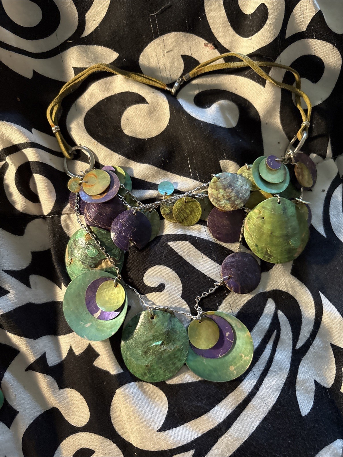 Vintage 90s Multicolor 3 Strand Different Shapes beaded necklace