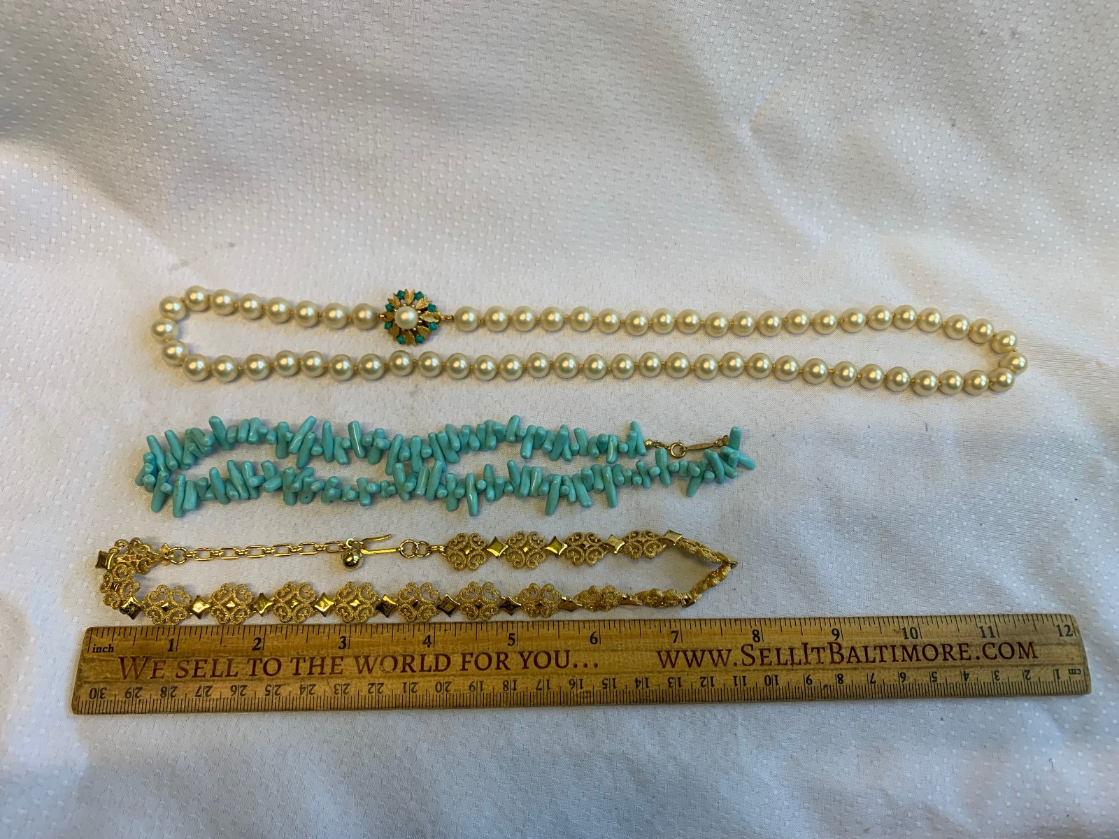 Vtg Costume Jewelry Lot Napier ICO Monet Avon Faux Pearl / Turquoise / Gems