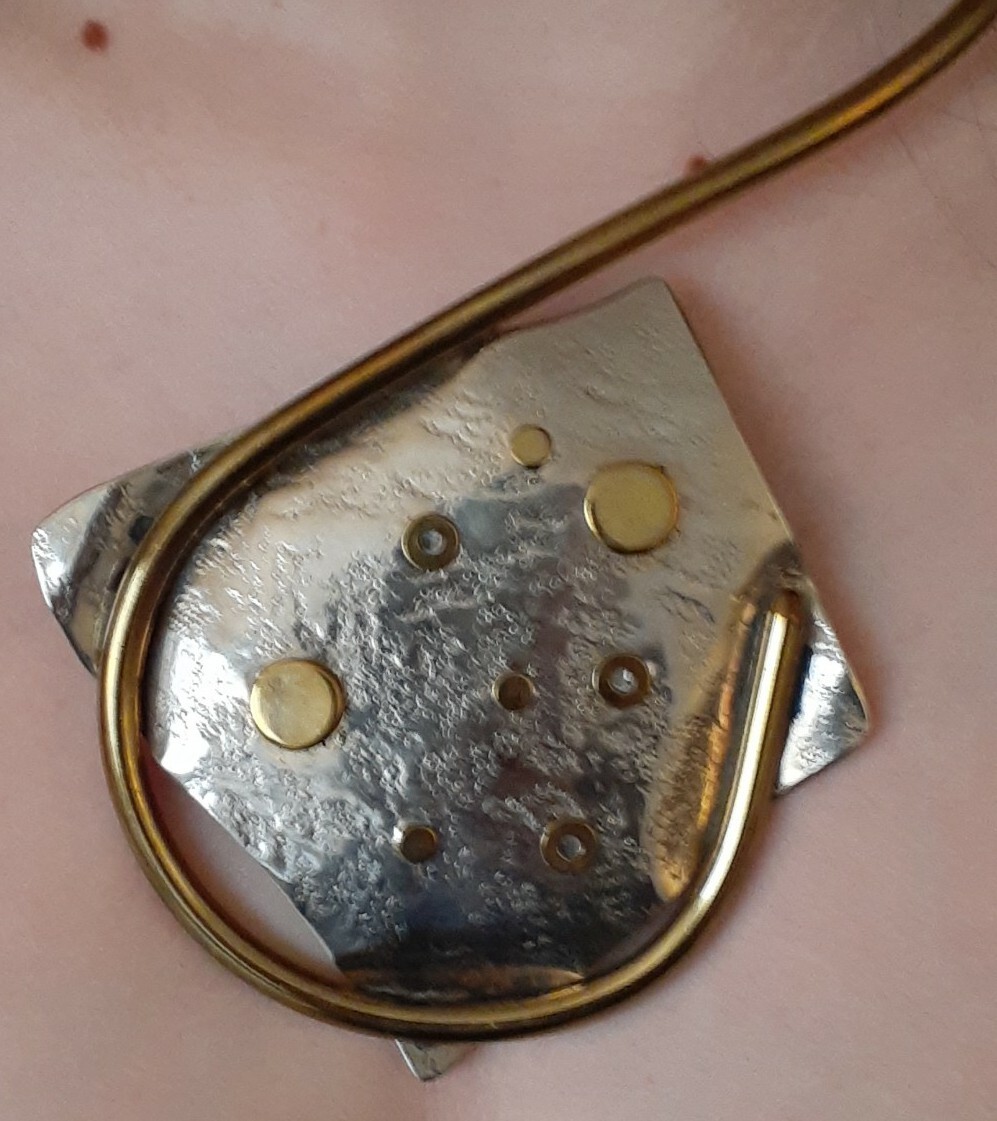 Vintage Abstract Modernist Sterling Mixed Metal Studio Designer Collar Necklace