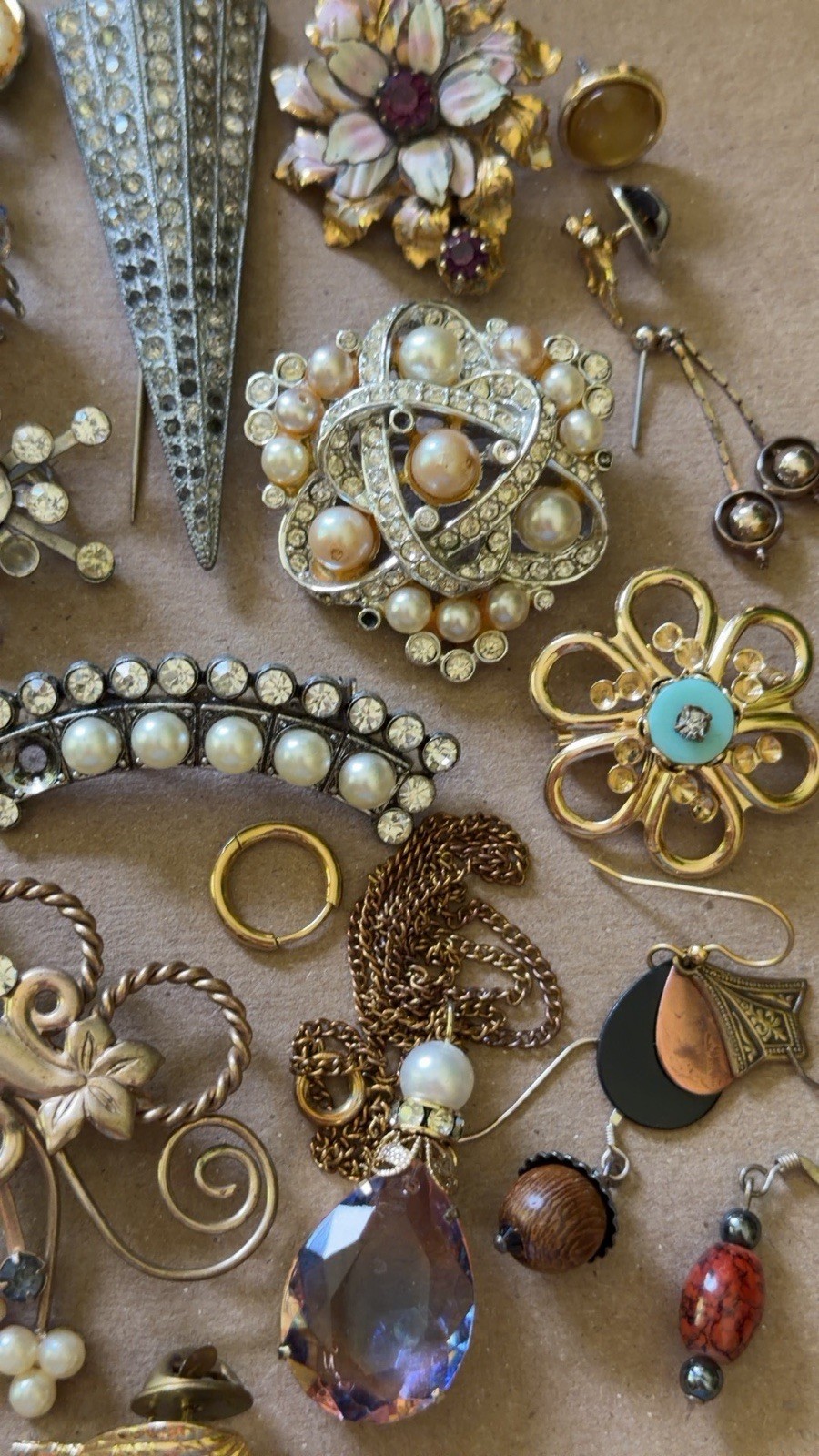 Wear Repair Repurpose Vintage Jewelry Lot ~ Brooch Pin Earring Clip ~ Rhinestone